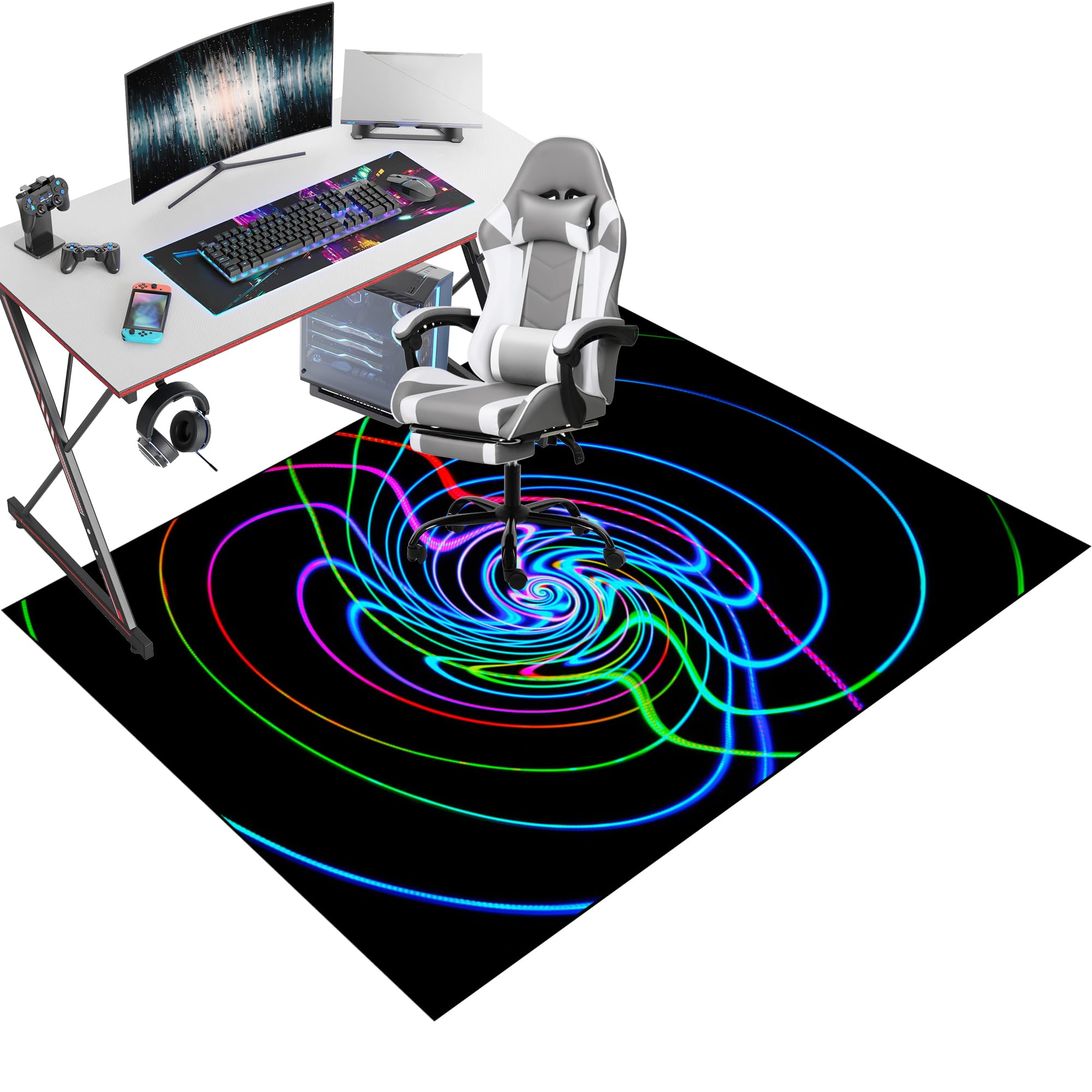 Office Gaming Chair Mat for Hard Floor, Floor Protector for Rolling Chair, Office Gaming Rug Protector for Rolling Chair, Non-slip 60 x 90 cm Floor Protection Mat for Gaming Room Home Office Decor