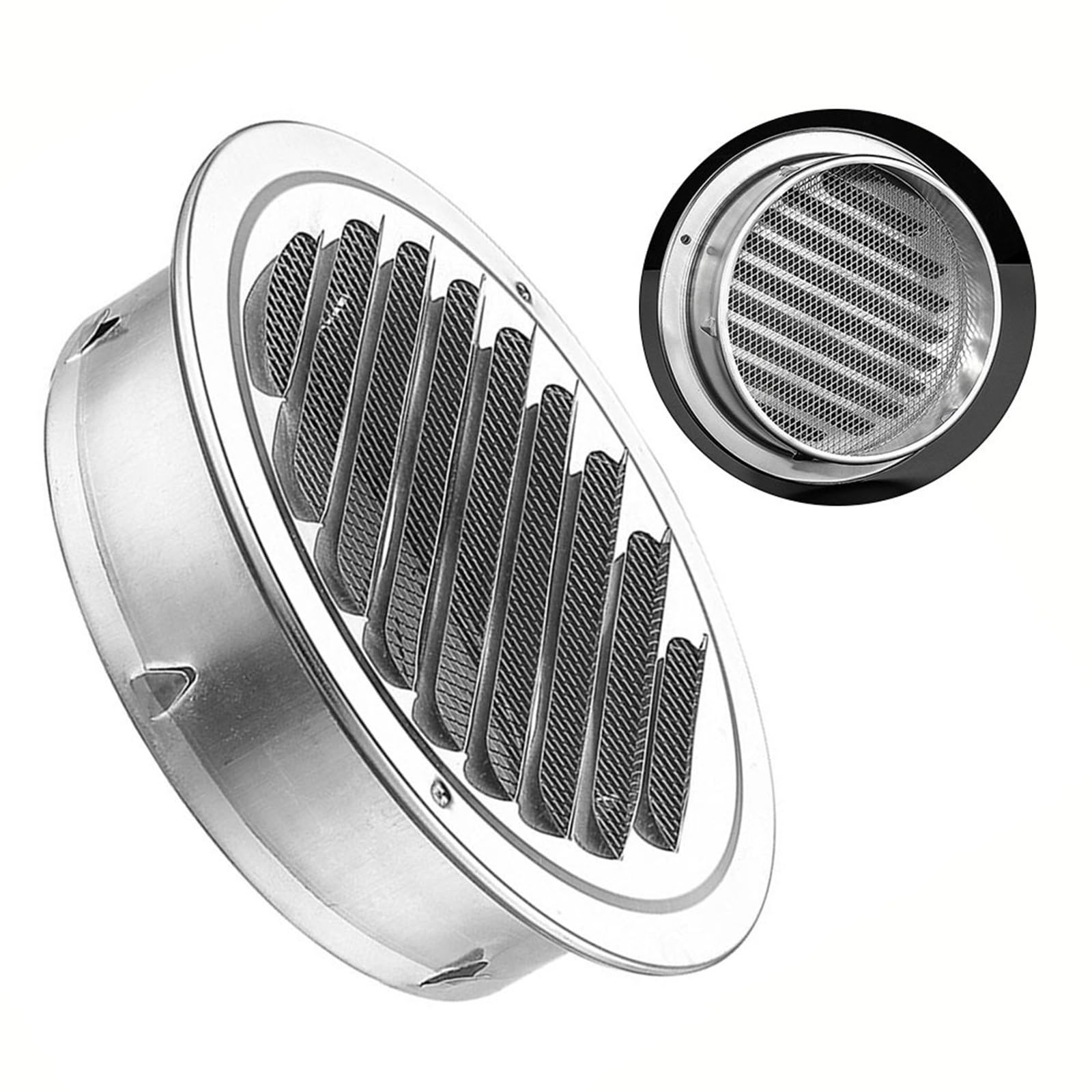 Ventilation Grilles 1pcs Round Stainless Steel Air Vent Grille Home Exterior Wall Ducting Ventilation Tool(80mm)
