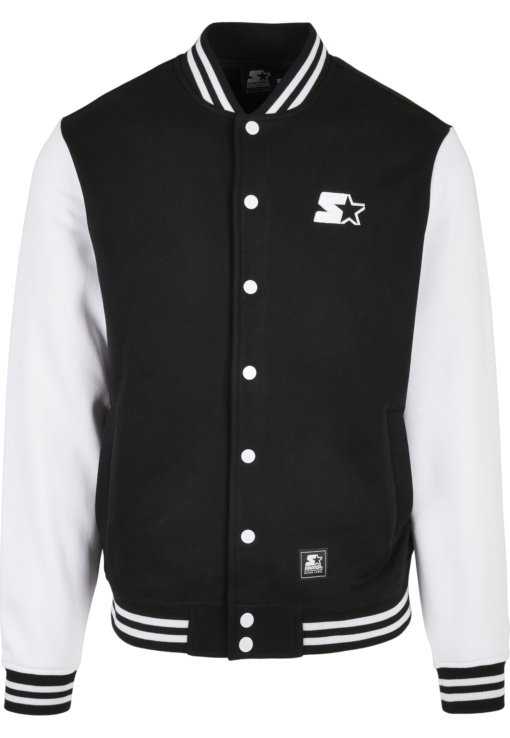 Starter Black Label Giacca college in pile, da uomo, in 2 diversi colori, taglie dalla S alla XXL, nero/bianco, M