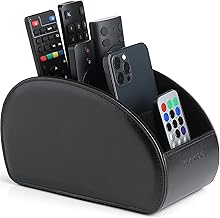 Vlando Remote Control Rack, PU Leather, Large Size, Remote Control Storage, Table, 5 Compartments, Remote Control Stand, Stylish, Waterproof, Multi-functional Storage Box, Large Capacity, Stationery,