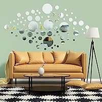 Vista 6 de Sawysine 48/96 calcomanías de pared de espejo acrílico, espejos circulares extraíbles, decoración de pared, calcomanías redondas, azulejos