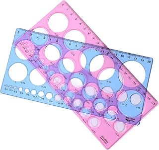 2 Pcs Circle Stencil, Plastic Circle Template for Drawing with Multi-Function Design for Drafting, Art & Craft Projects