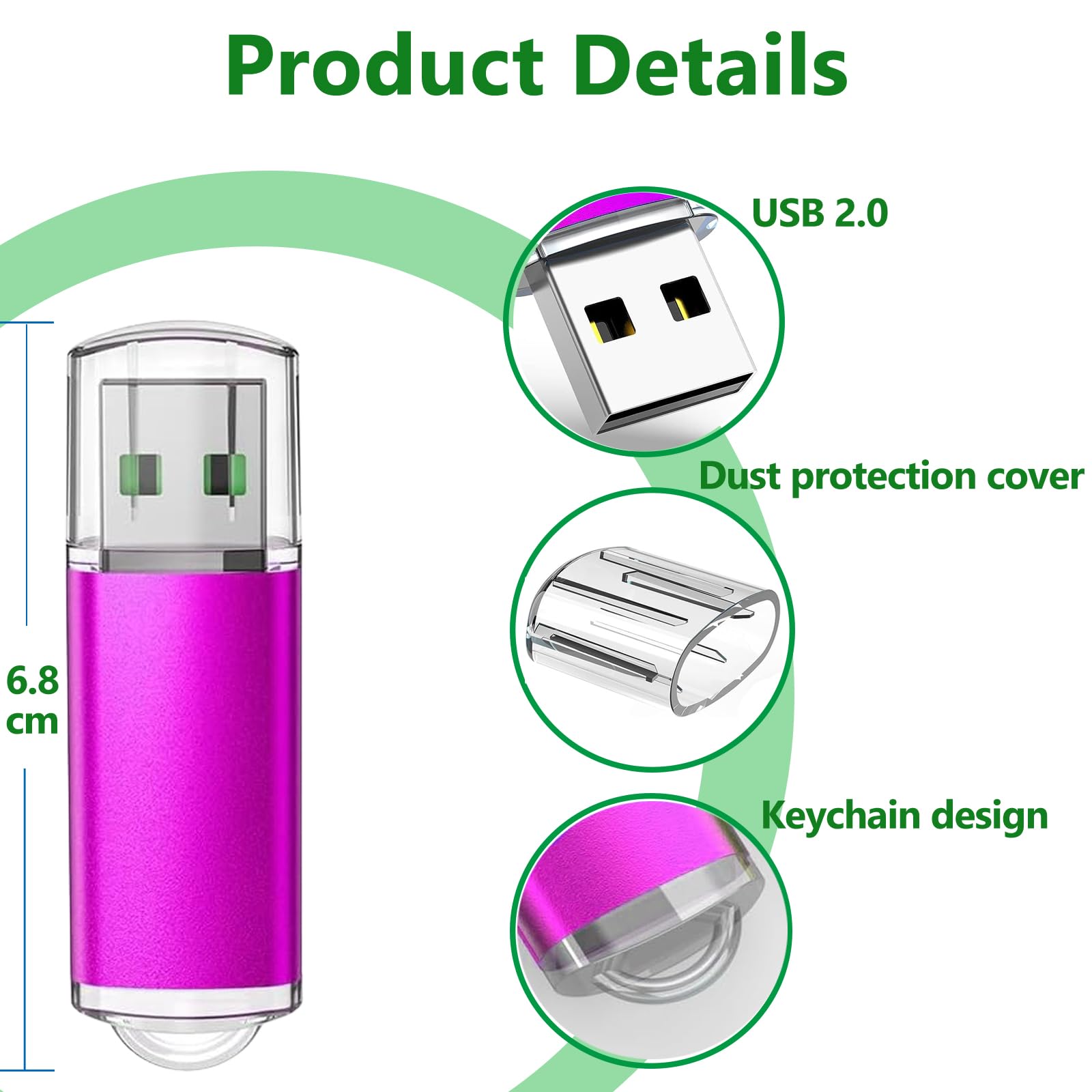 2GB Chiavetta USB 3 Pezzi Pen Drive 2GB WISEORANGE Metallo USB2.0 Unità Memoria USB per PC, Laptop,TV con Luce LED (3 colori)
