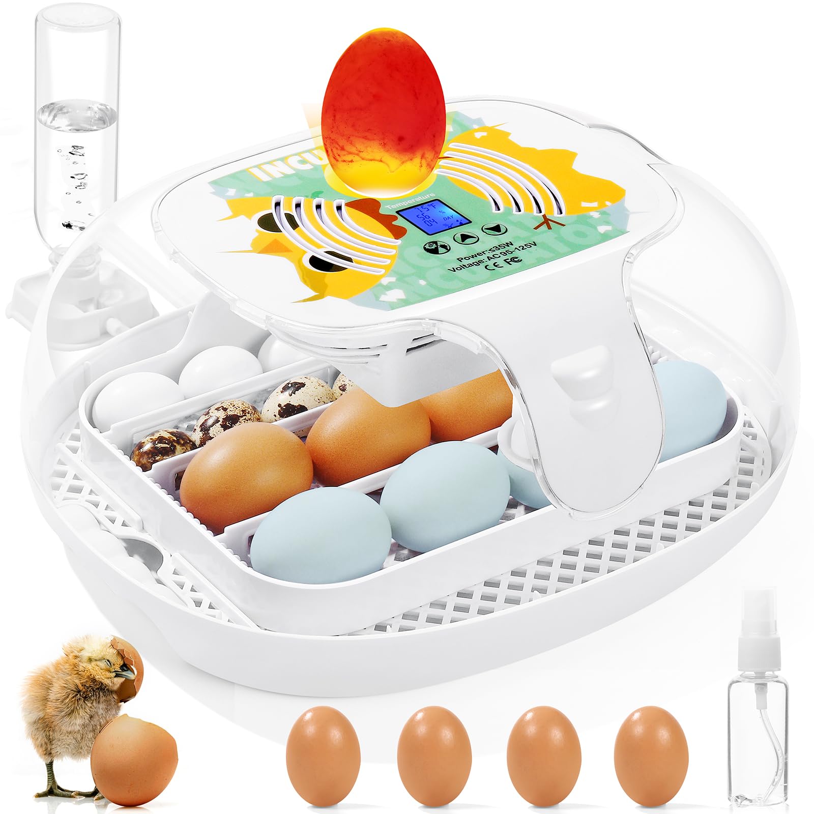 Photo 1 of 16 Egg Incubator with Automatic Egg Turner, Temperature and Humidity, Build-in Egg Candler, Precise Control Panel for Hatching Chicken Duck Quail Bird