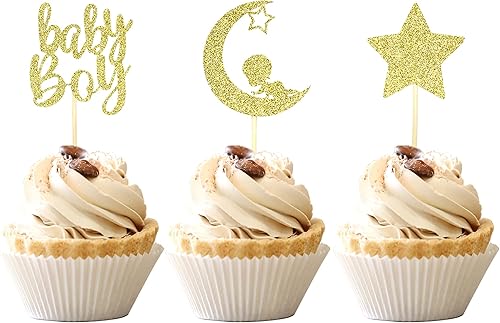 Miniatura 73 de 30 piezas de decoración de cupcakes para baby shower, vestido con lazo con purpurina, biberón para cupcakes "It's a Girl", decoración de pasteles