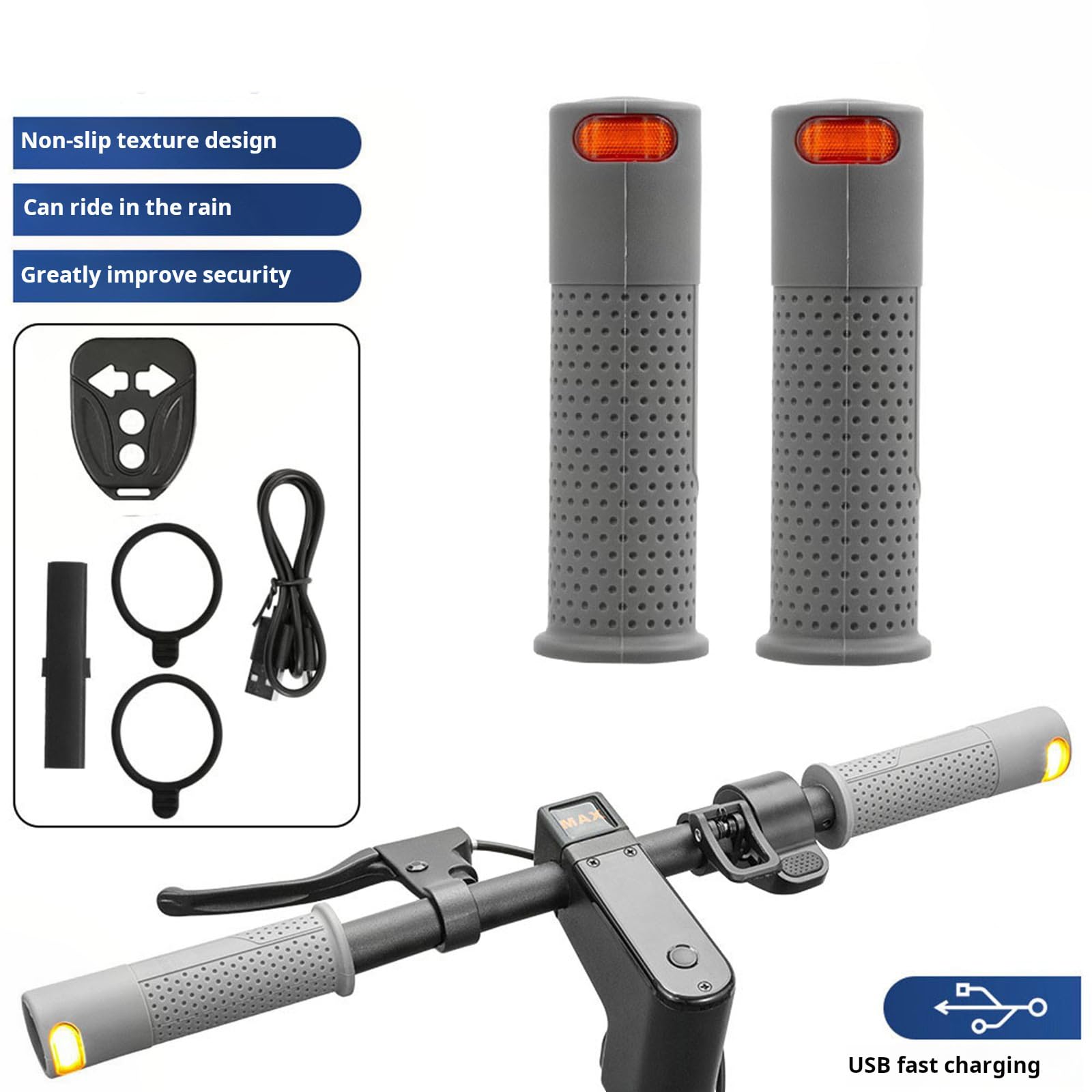 Poignées de trottinette électrique avec installation facile | Housse de poignée de trottinette électrique avec télécommande, poignée antidérapante imperméable et installation facile