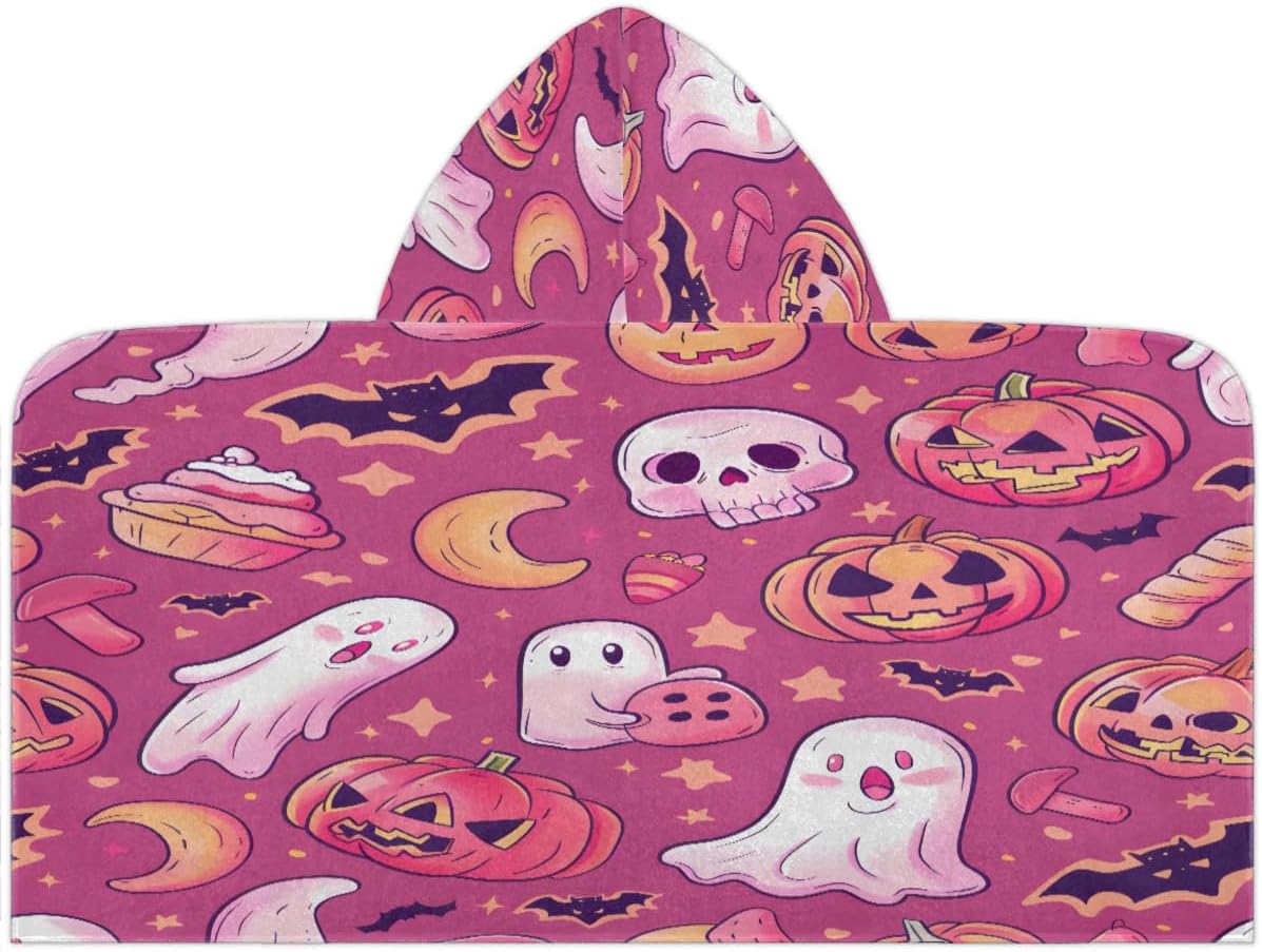 Pardick Halloween Festivals Kids Bath Towel Beach Towel with Hood Pool Cover Up for Girls Boys Soft Absorbent Hooded Bath Towel Toddler Towels for Beach, Pool