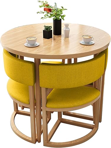Vista 10 de Mesa de cocina y sillas para 4, juego de mesa redonda de comedor para 4, mesa de negociación de conferencias pequeñas, 1 mesa y 4 sillas, mesas