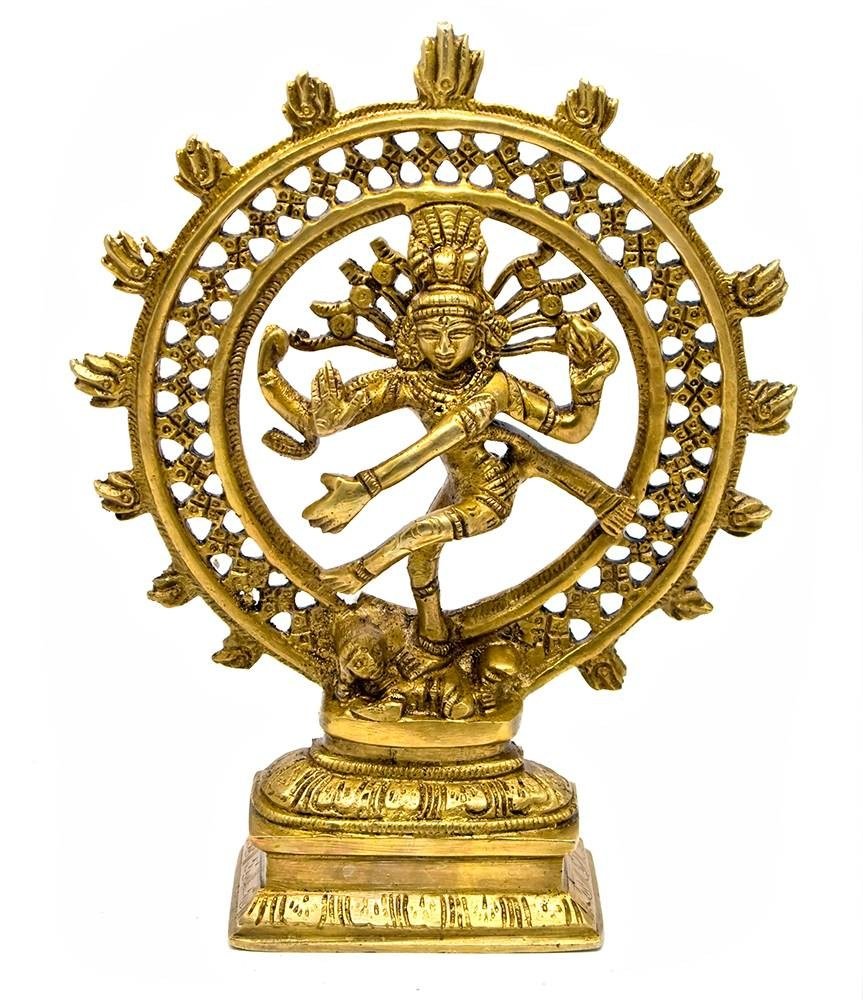 Statue de Shiva Natraj en laiton massif fabriquée en Inde pour décoration artisanale 16.5cm