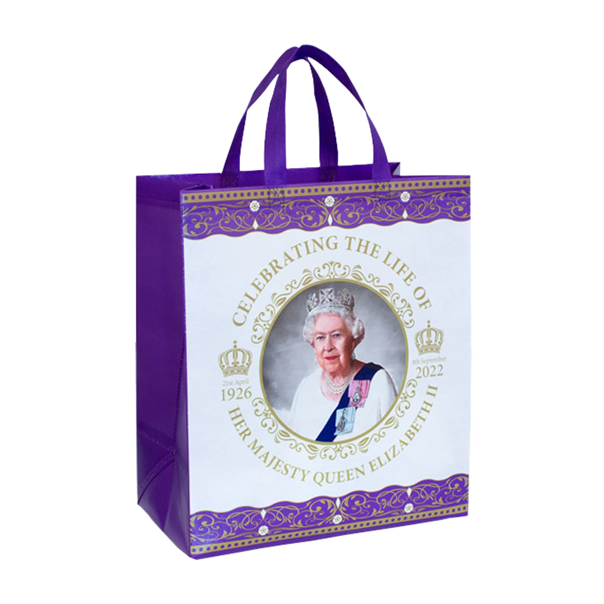 Celebrate the Life of Queen Elizabeth II 1926-2022 Commemorative Should Shopping Tote Bag - A Memorable Souvenir for Home Decor and Collection (By LILAJ)