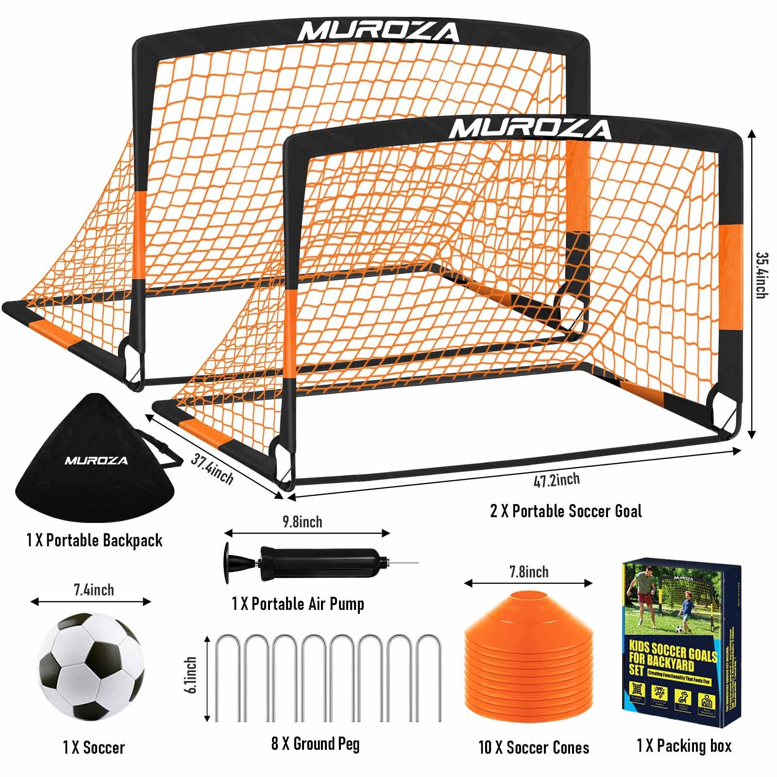 Soccer Goal, Kids Soccer Goals for Backyard Set, Pop Up Soccer Net view 2
