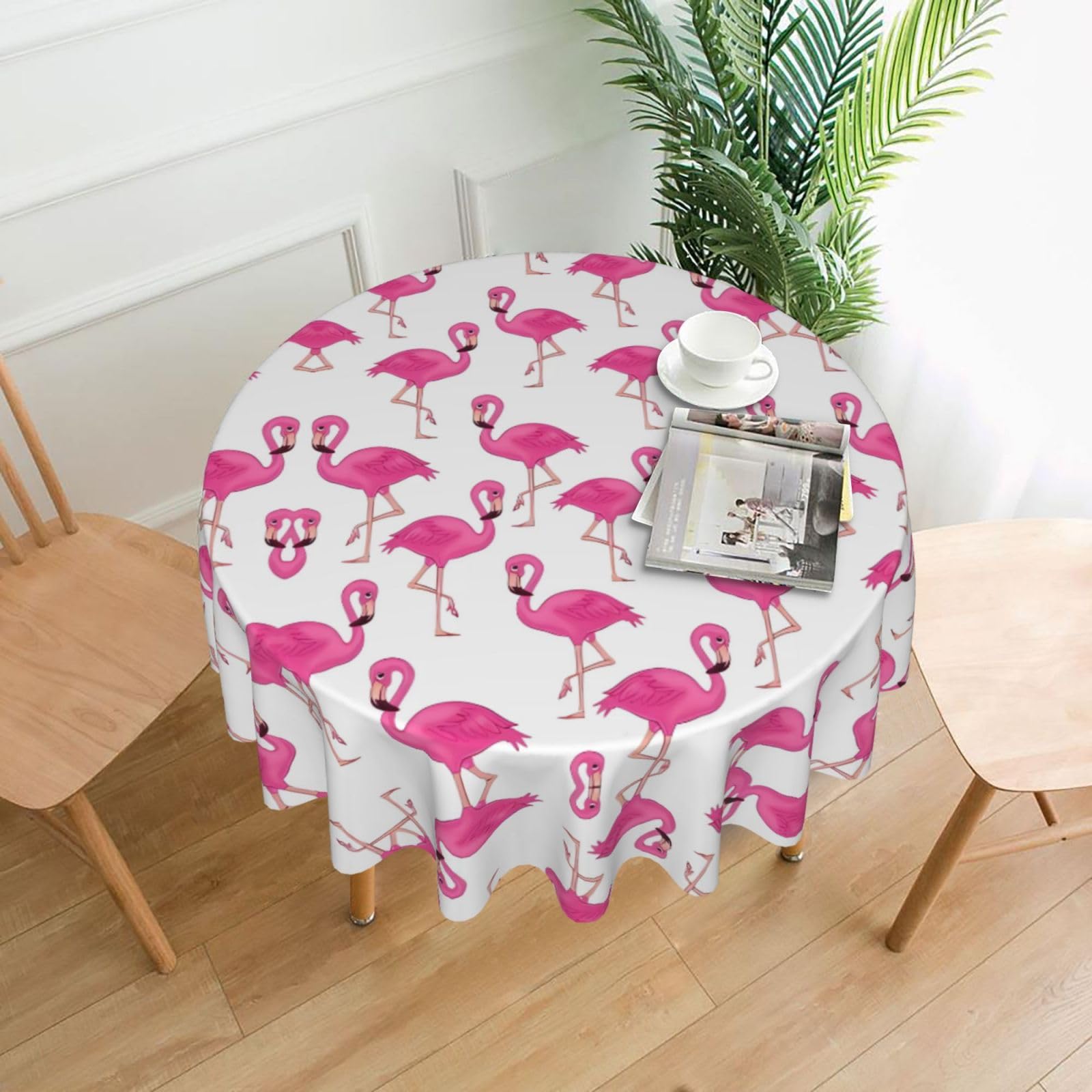 WHJSHOP pink flamingo Prints Round Decorative Throw – 60in Stylish Table Cover for Dining, Parties & Outdoor Events
