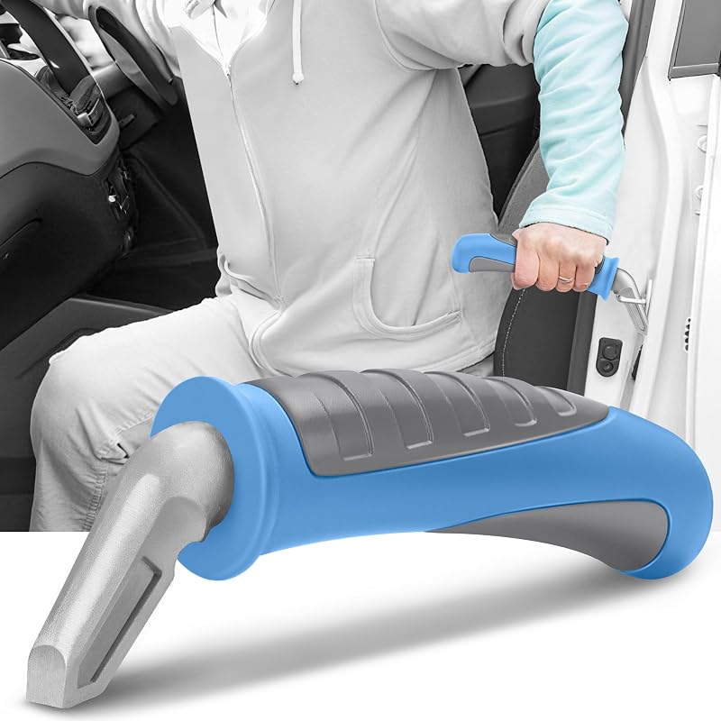 Alça portátil de apoio para porta de carro NINEMAX com quebra-vidro – Azul-claro B