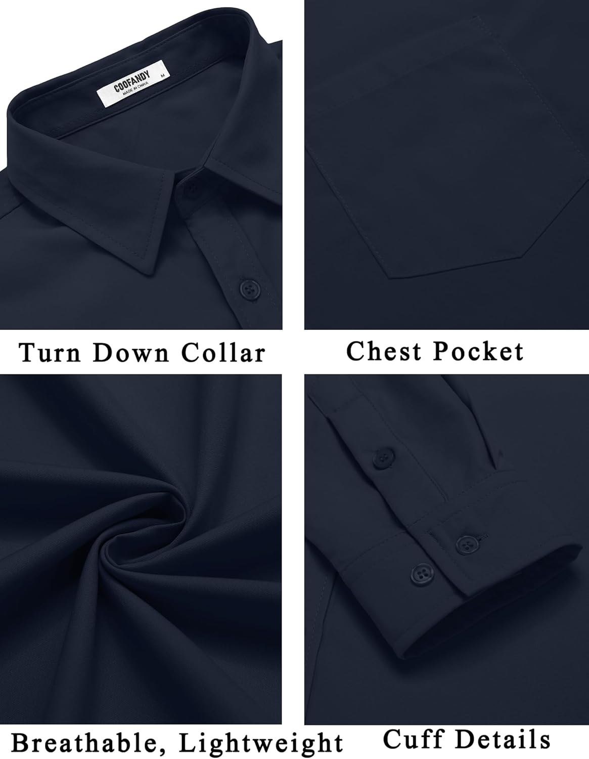 COOFANDY Men's Button Down Long Sleeve Shirt Casual Untucked Dress Shirt Regular Fit Wedding Shirts - Image 5