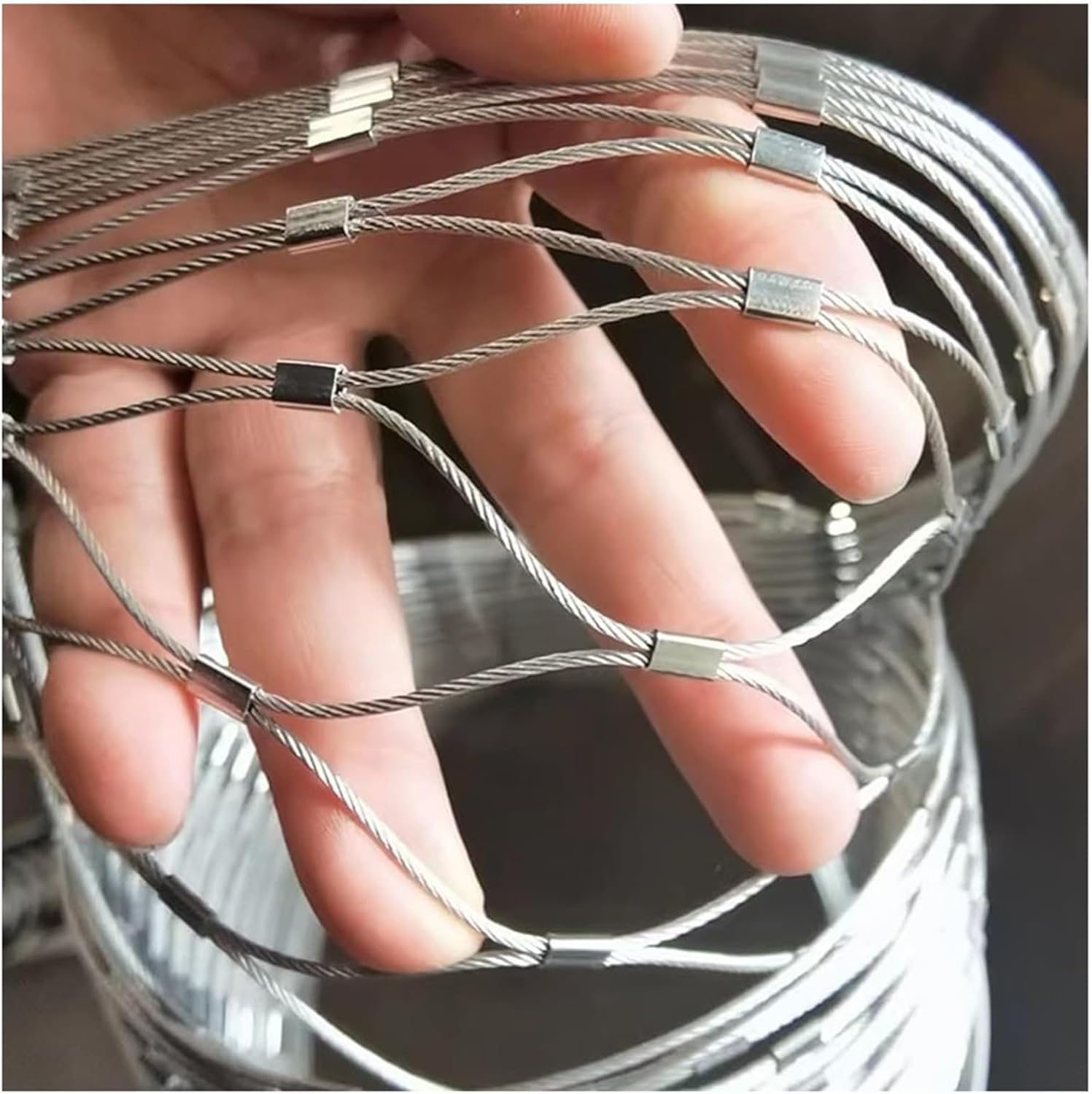 Malla de Cuerda de Acero Inoxidable Flexible 3mm/4mm Resistente Red de Cuerda de Protección de Seguridad Red Metálica para Jardín Antirrobo Valla Perimetral(10cm/3mm,1x6m)
