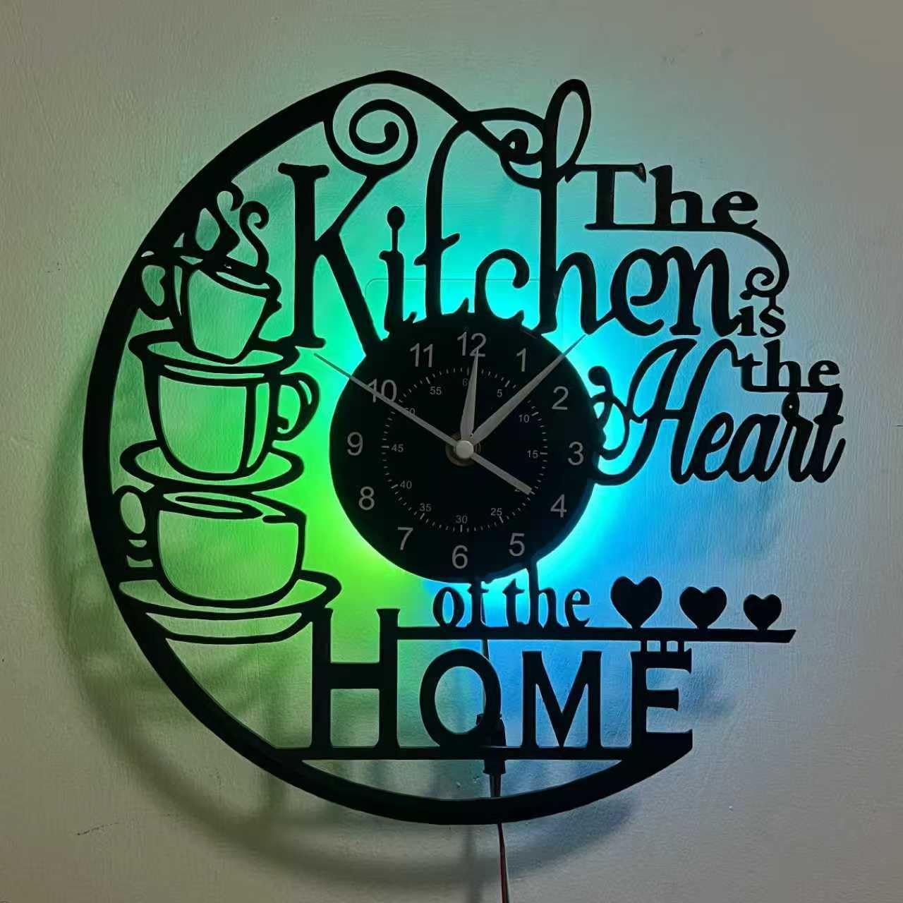 RGB LED Wall Clock with Remote, Vinyl Record Wall Clock Color Changing, Cool Gaming Room Decor, Silent Non Ticking Modern Aesthetic Neon Wall Clock for Bedroom, Unique Home Decor Gift
