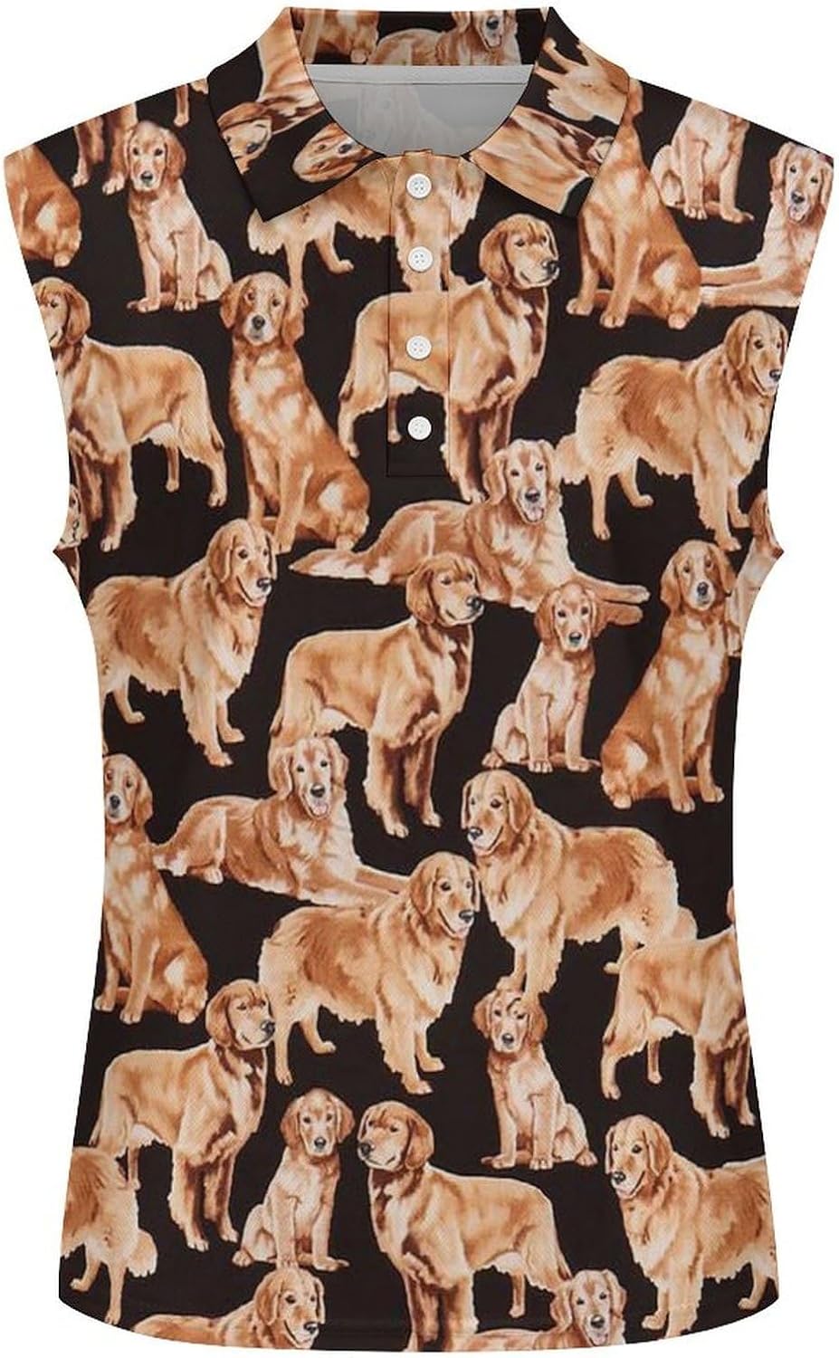 Cute Gold Retriever Dog Women's Golf Shirt Sleeveless Polo Shirts Tank Tops Blouses Tennis T-Shirts Casual