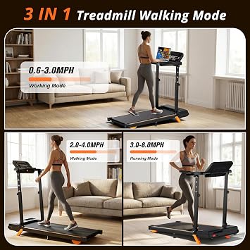 Walking Pad Treadmill with Desk Workstation, 12% Incline Treadmills for Home Office, 350lbs Capacity, 3.5HP
