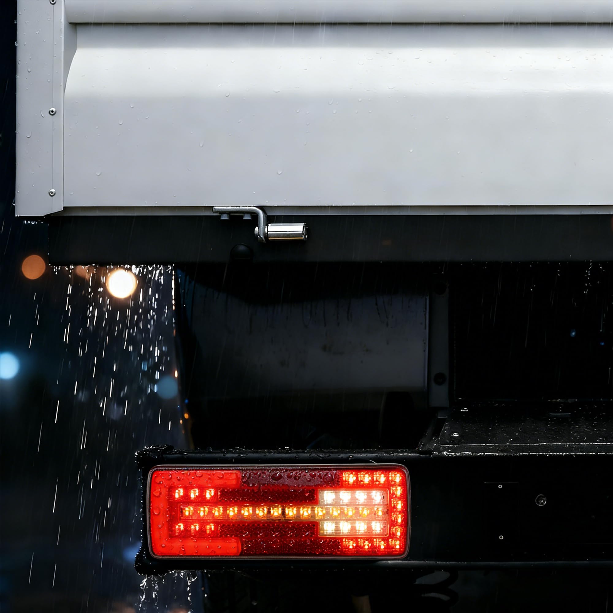 2 x Rücklicht Anhänger Beleuchtung LED Heckleuchten 12V/24V Wasserdicht Rückleuchten für Anhänger PKW Landwirts-Traktor, 6 Funktionen mit Nebelleuchte-Rückfahrlicht & Reflektor