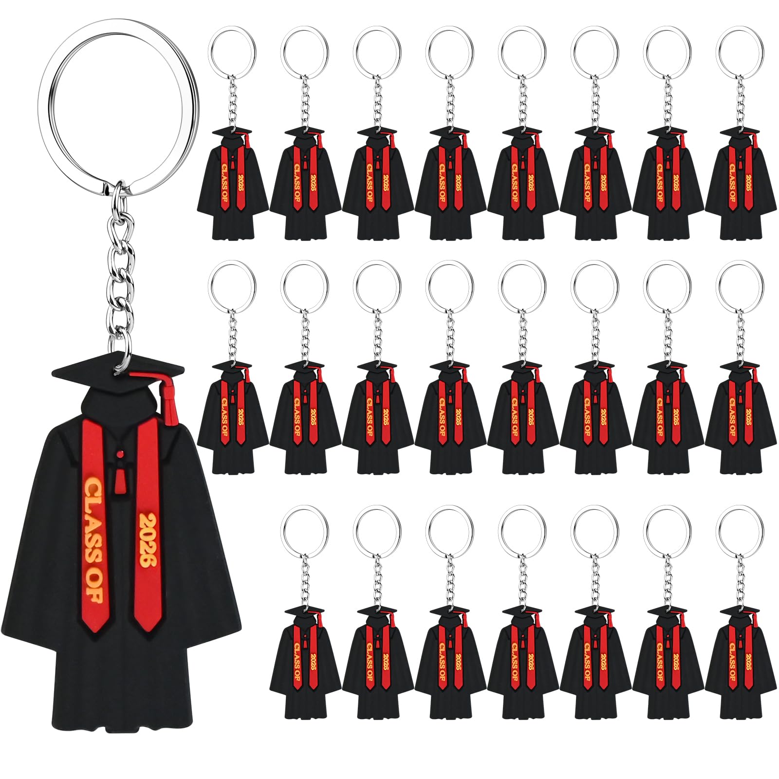 Stranthother 24 PCS Class of 2026 Graduation Keychain 2026 Graduation Gifts Gown Key Ring Graduation Party Favors
