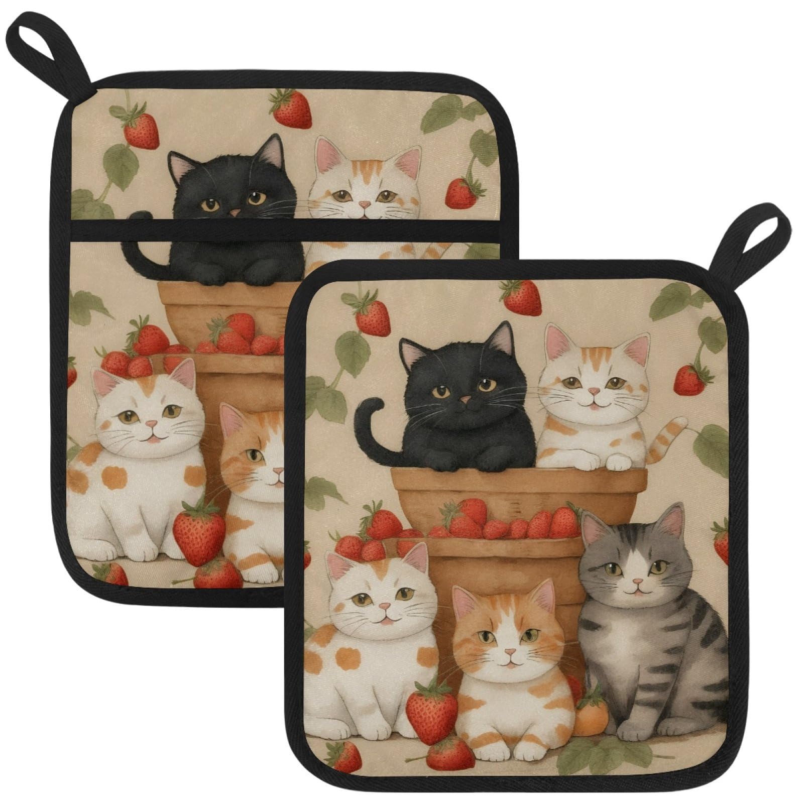 VAPOKF Cats Pot Holder, Heat Resistant Oven Cloths, Potholders & Oven Gloves, for Kitchen Cooking & Baking, Thick & Safe, Protection of Hands From Hot Utensils