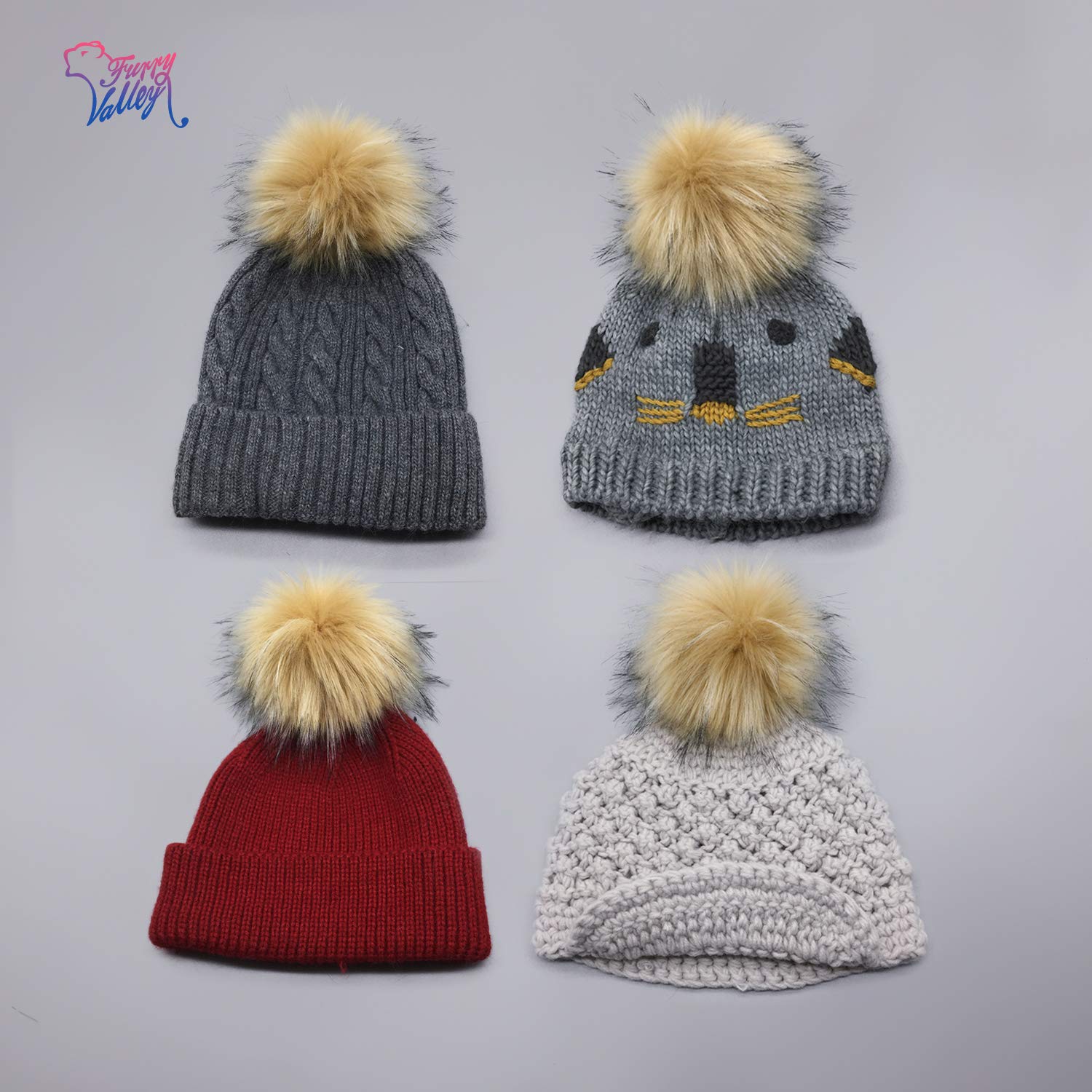 Pompons En Fausse Fourrure À Tricoter À La Main Diy Balles 6Pcs Pour