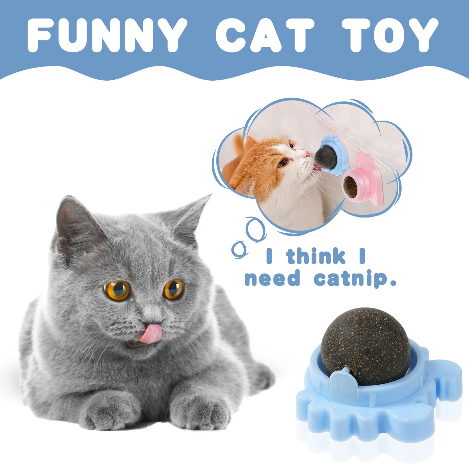 Palline Di Erba Gatta Girevoli Per Gatti - Giocattolo Interattivo Con Catnip, Per Pulizia Denti - Foto 10