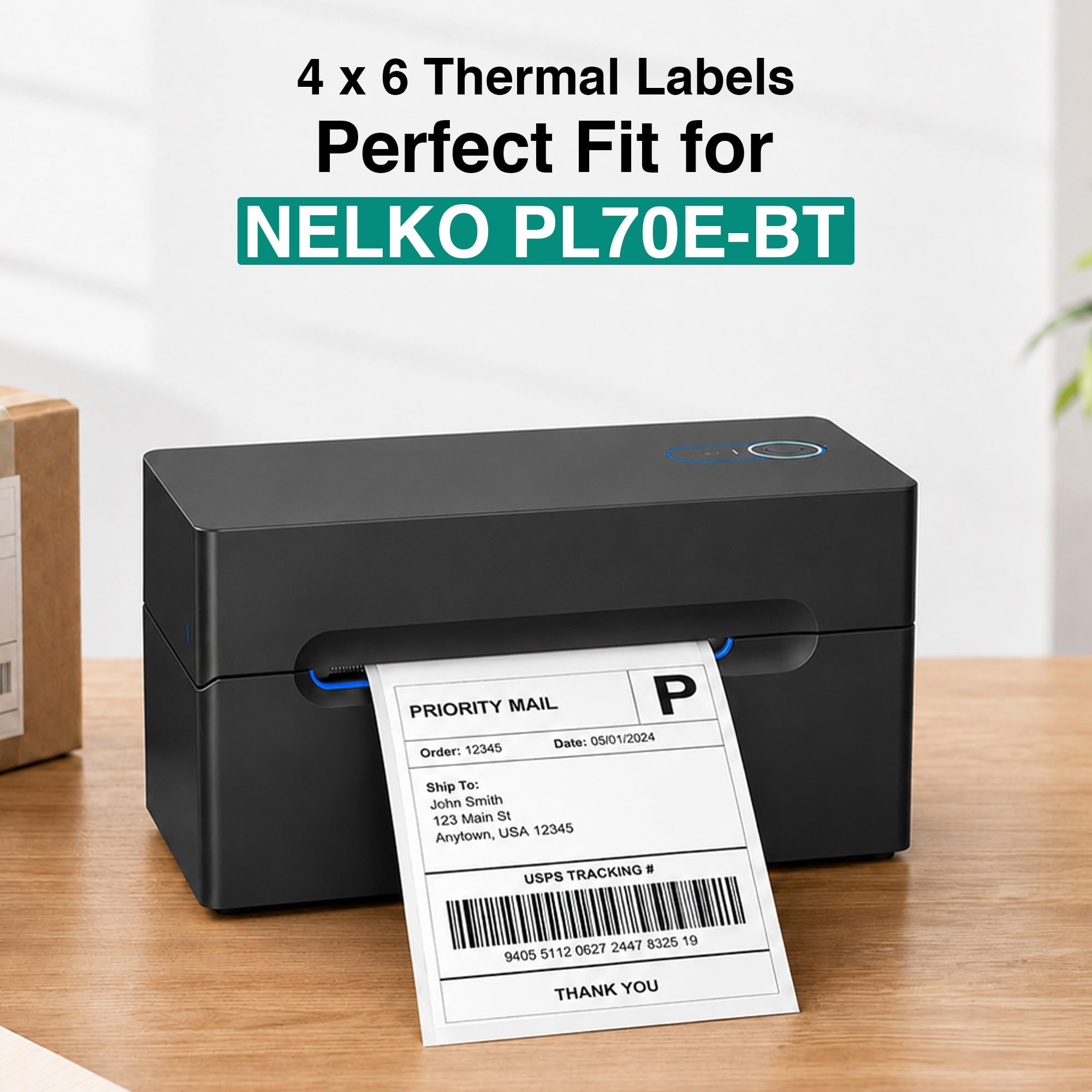 Etichette termiche per spedizioni, 10,2 x 15,2 cm, 500 etichette per pila, compatibili direttamente con stampanti per etichette Nelko PL70e-BT e altri modelli Nelko (2 pile)