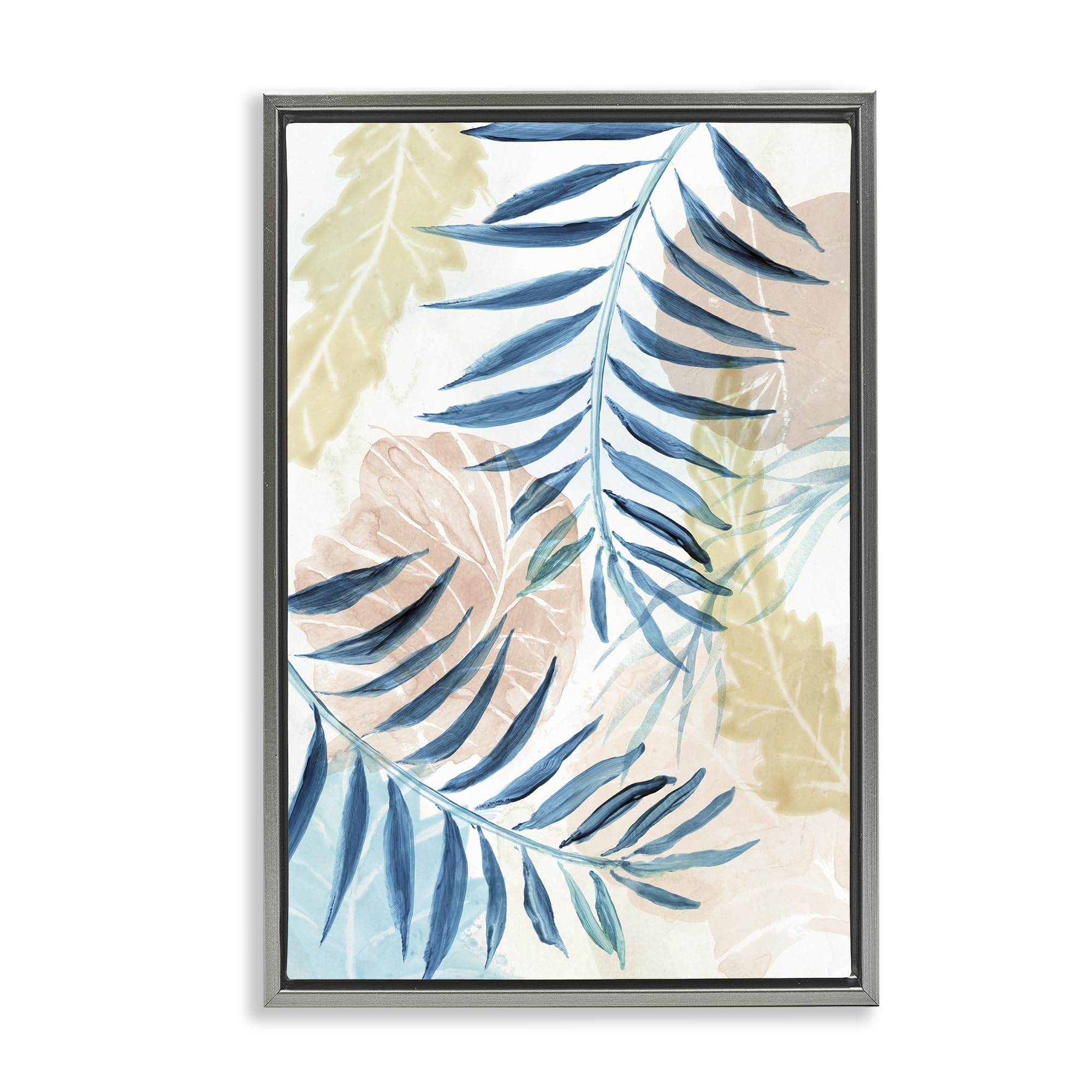 'Palm Fronds in Pastel Haze'| Floating Frame Canvas Art
