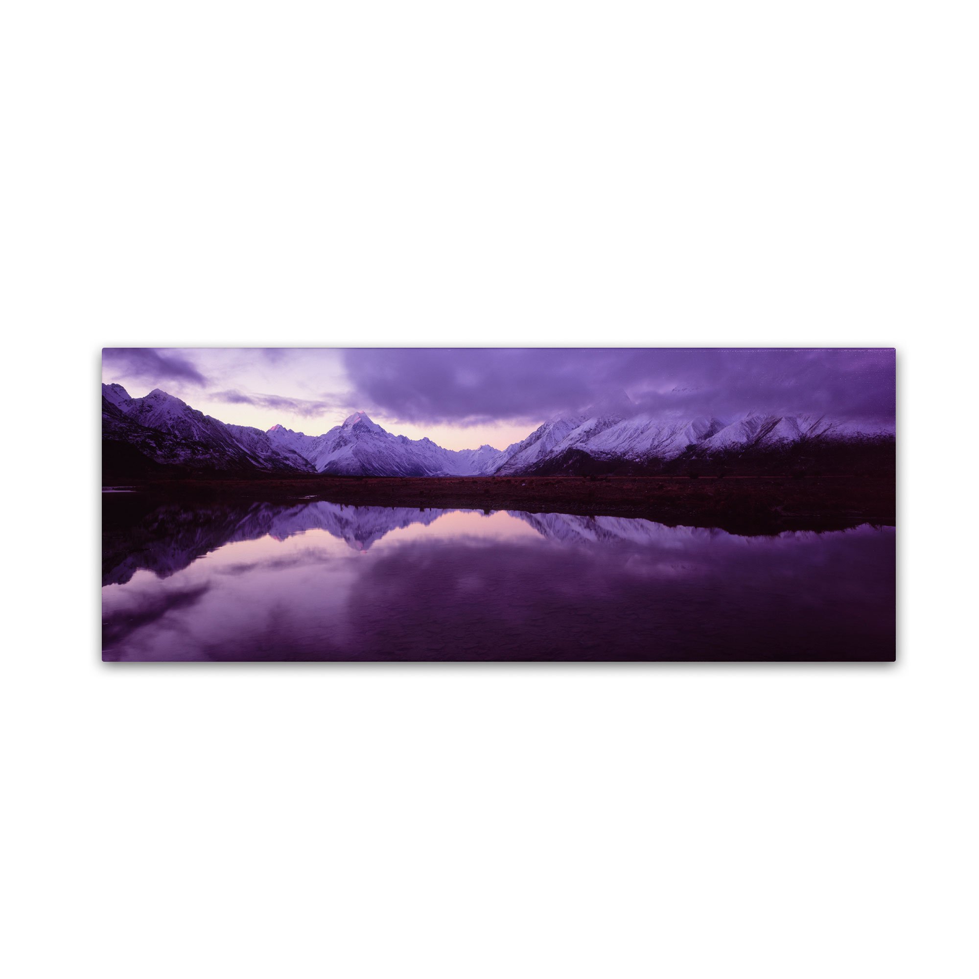 "Mount Cook from Tasman River-NZ" Artwork by David Evans, 10 by 32-Inch Canvas Wall Art
