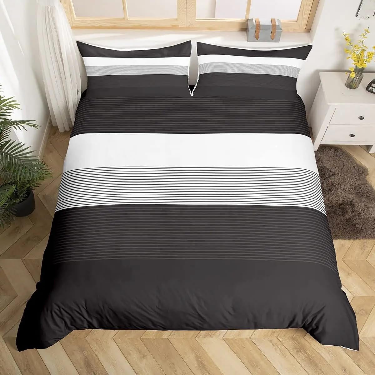 Housse de couette à rayures douce pour retrouver un sommeil réparateur et calme