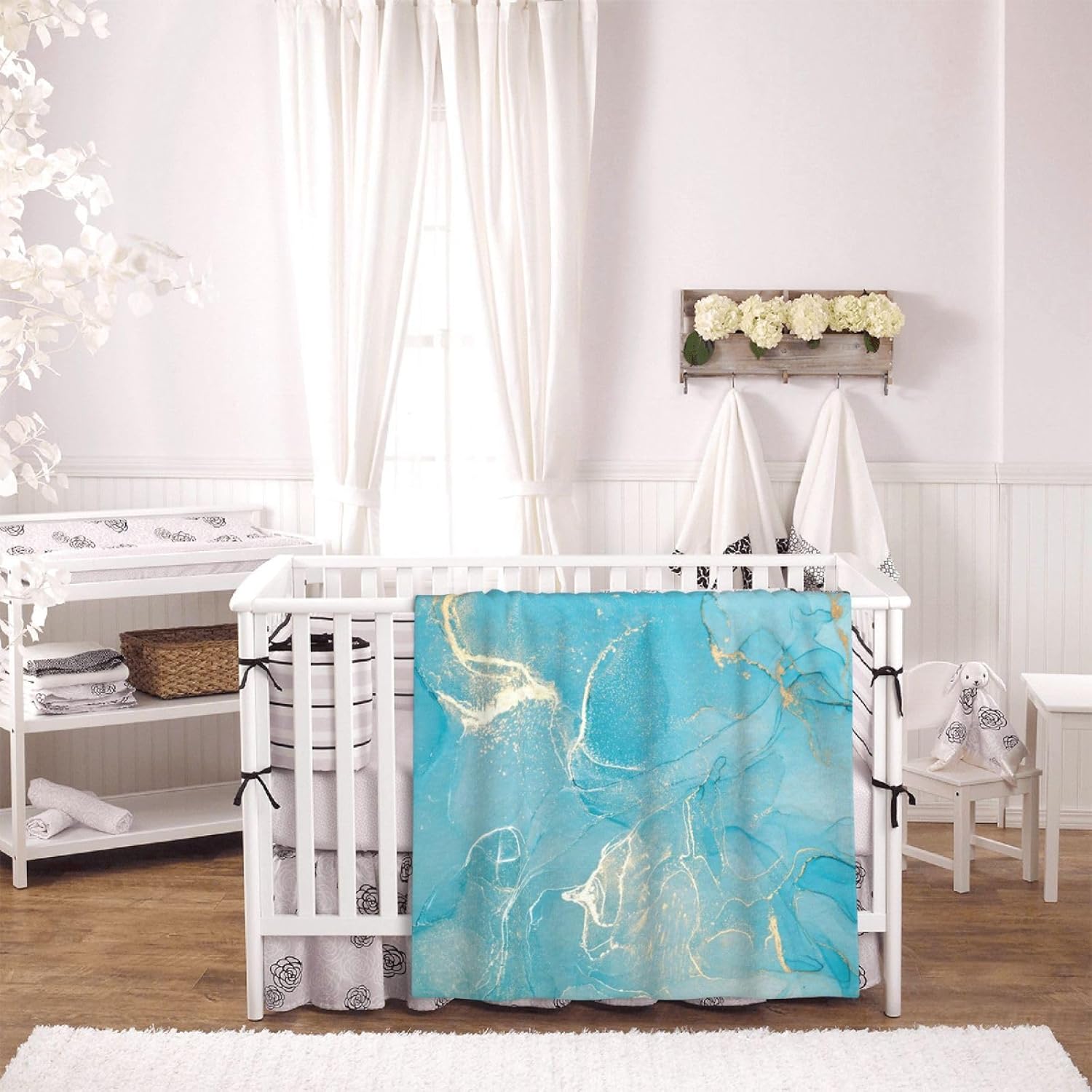 Blue Teal Turquoise Marble Throw Blankets All Season Ultra Soft Warm Fleece Blanket for Home Bed Sofa Couch Chair Outdoor Travel Camping 40x30 Inch - Image 6