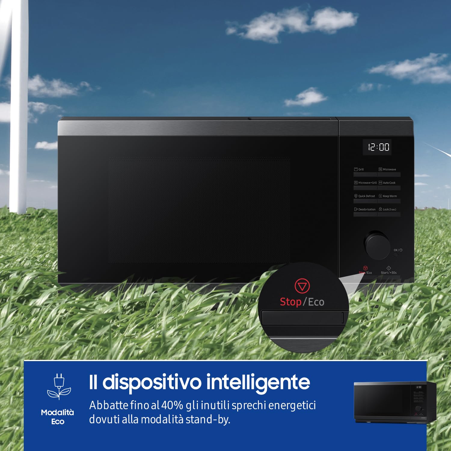 Samsung Forno a Microonde Cottura Croccante, MG23DG4524AGE1, Grill, Quick Defrost, Ricetta autommatiche, 23 L, LxAxP: 48,9 x 33,8 x 27,5