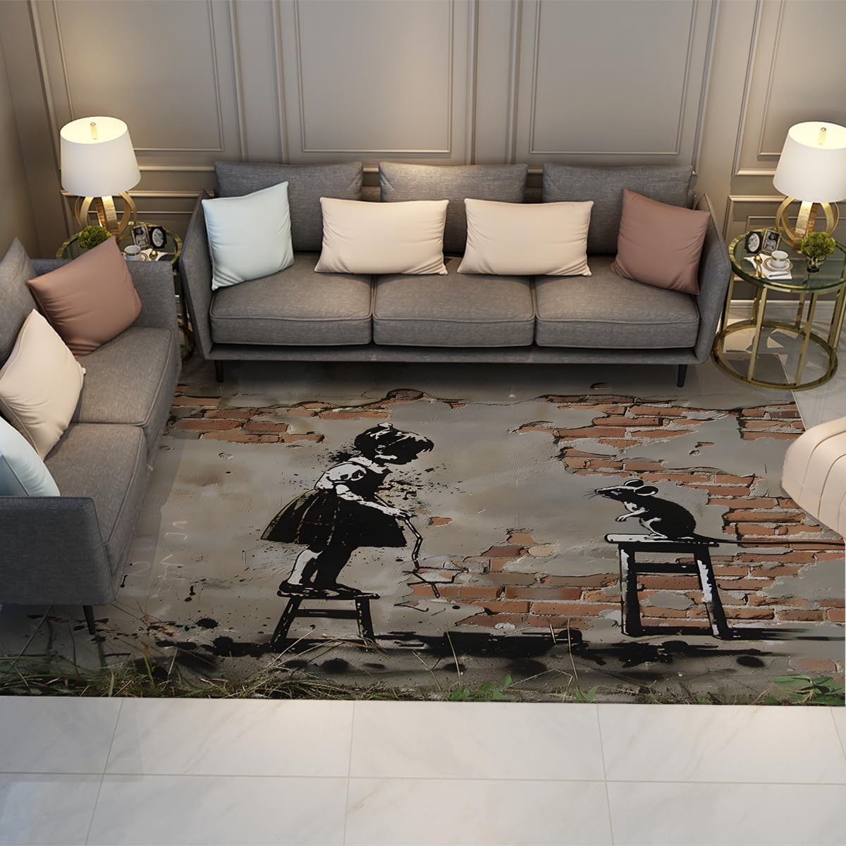 Tapis cuisine lavable grand format street art graffiti couloir 140x200cm