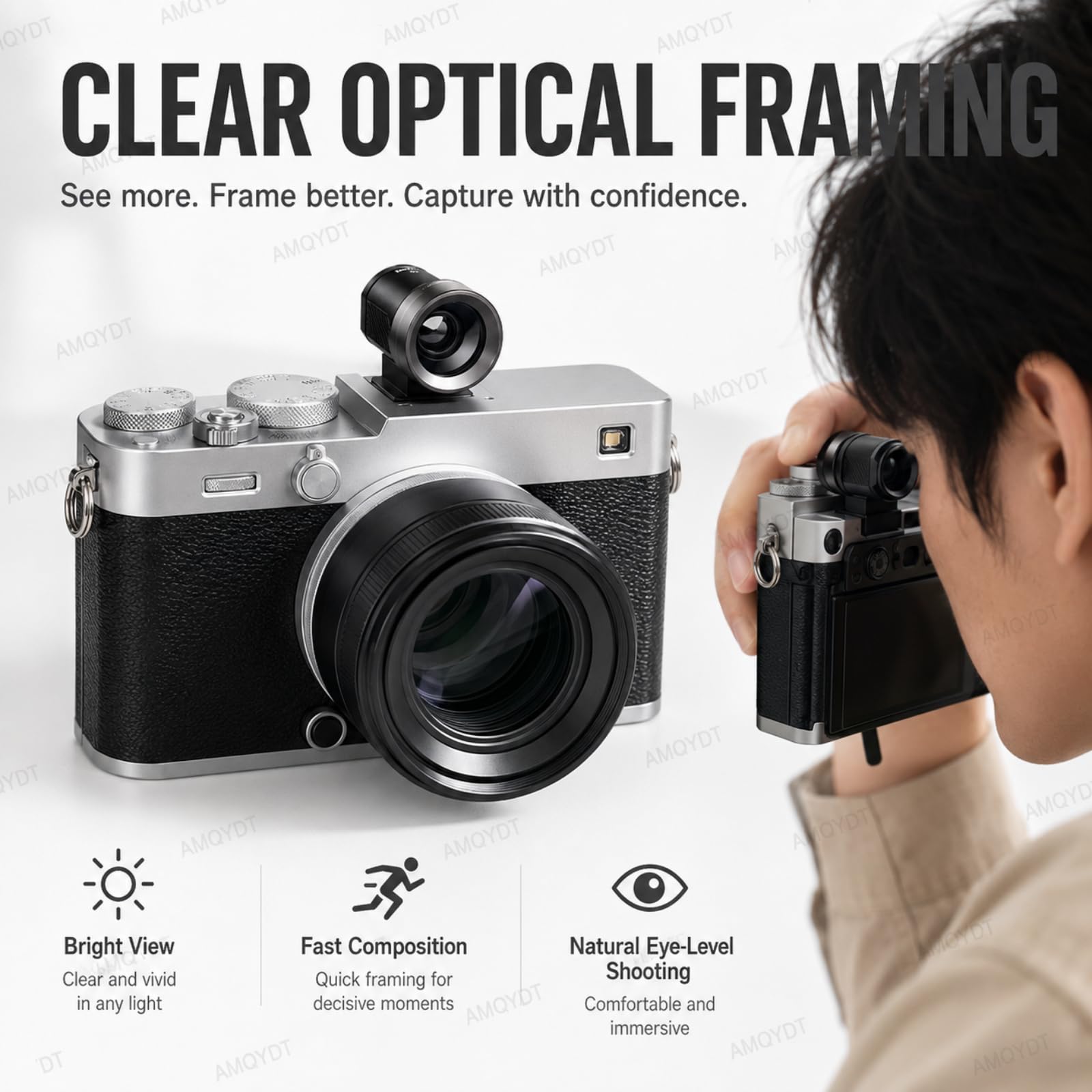 Visor óptico Externo Mini De 28 Mm, Visor De Cámara con Líneas De Encuadre 4:3 Y Montura para Zapata Fría para Cámaras Digitales Y De Película