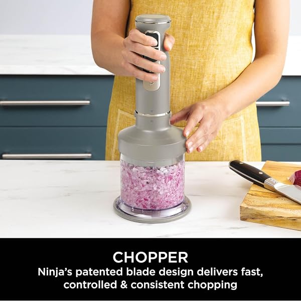 Ninja Foodi 3-in-1 Hand Blender, Hand Mixer & Chopper with Gradual Start, 2 Blending and 5 Mixing Speeds to Chop, Mix, Knead, Blend and more, Dishwasher Safe Parts, 850W, Stone Gold CI100UKSTGD - 5