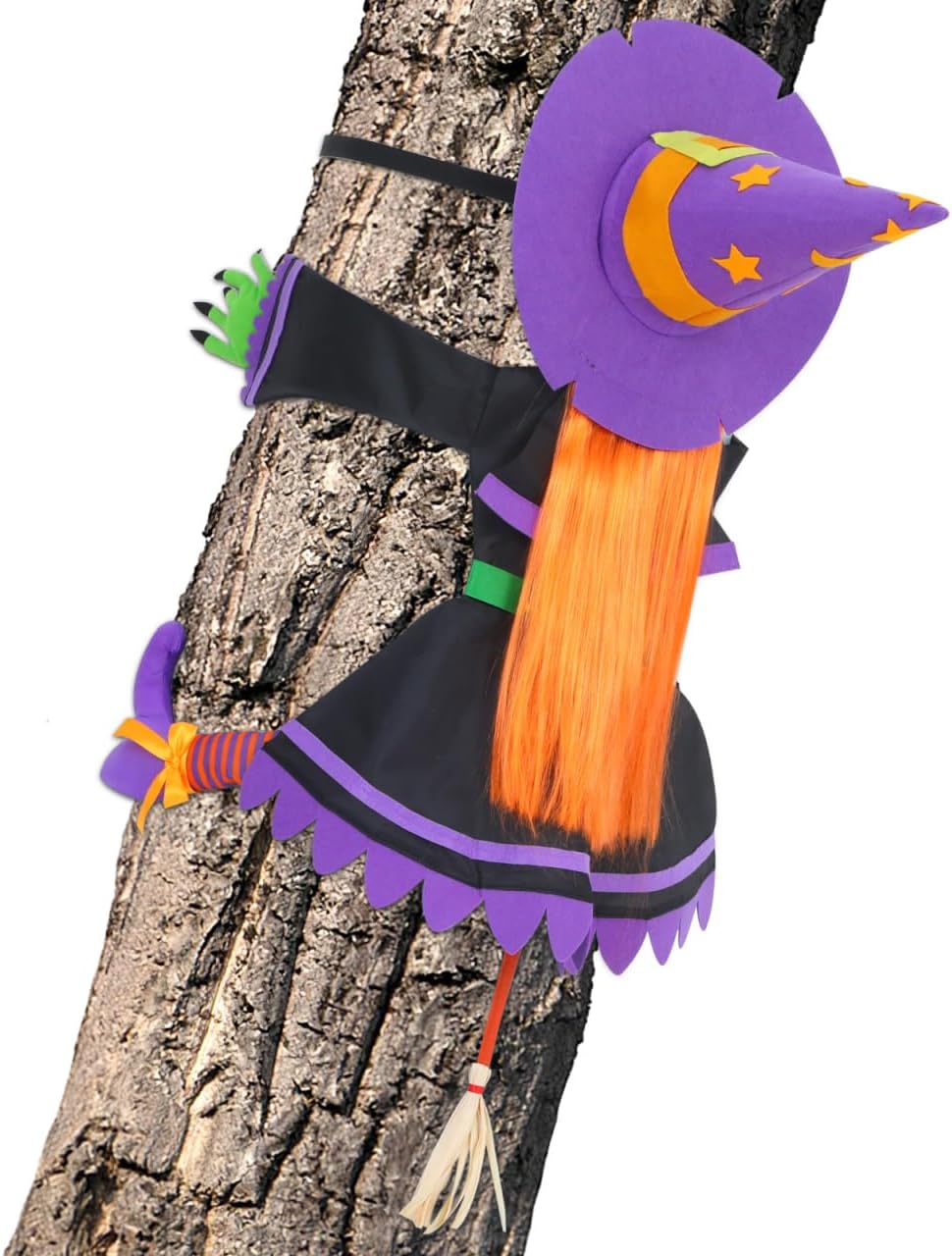 IMIKEYA Crashing Witch Tree Decoration, Halloween Hanging Prop