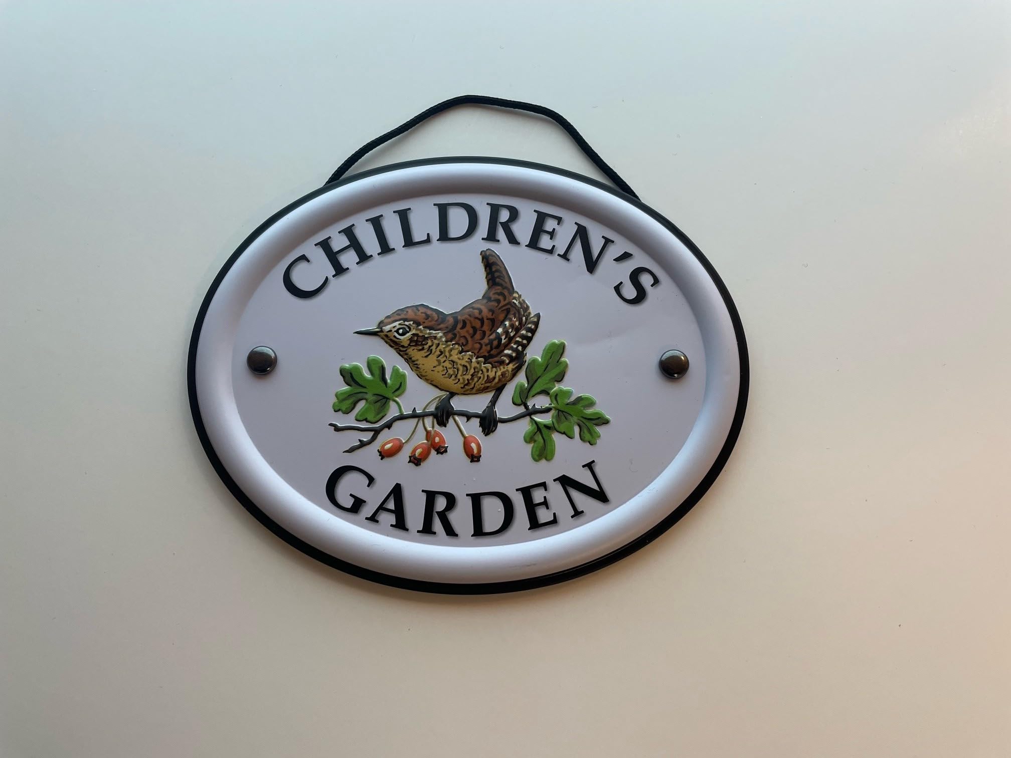 Personalised Embossed Metal Garden Sign 12x15cm – British Bird Design – Outdoor Decorative Hanging Garden Plaque – Weatherproof Metal Sign for Garden Walls Fences or Sheds (Children's) — image 1