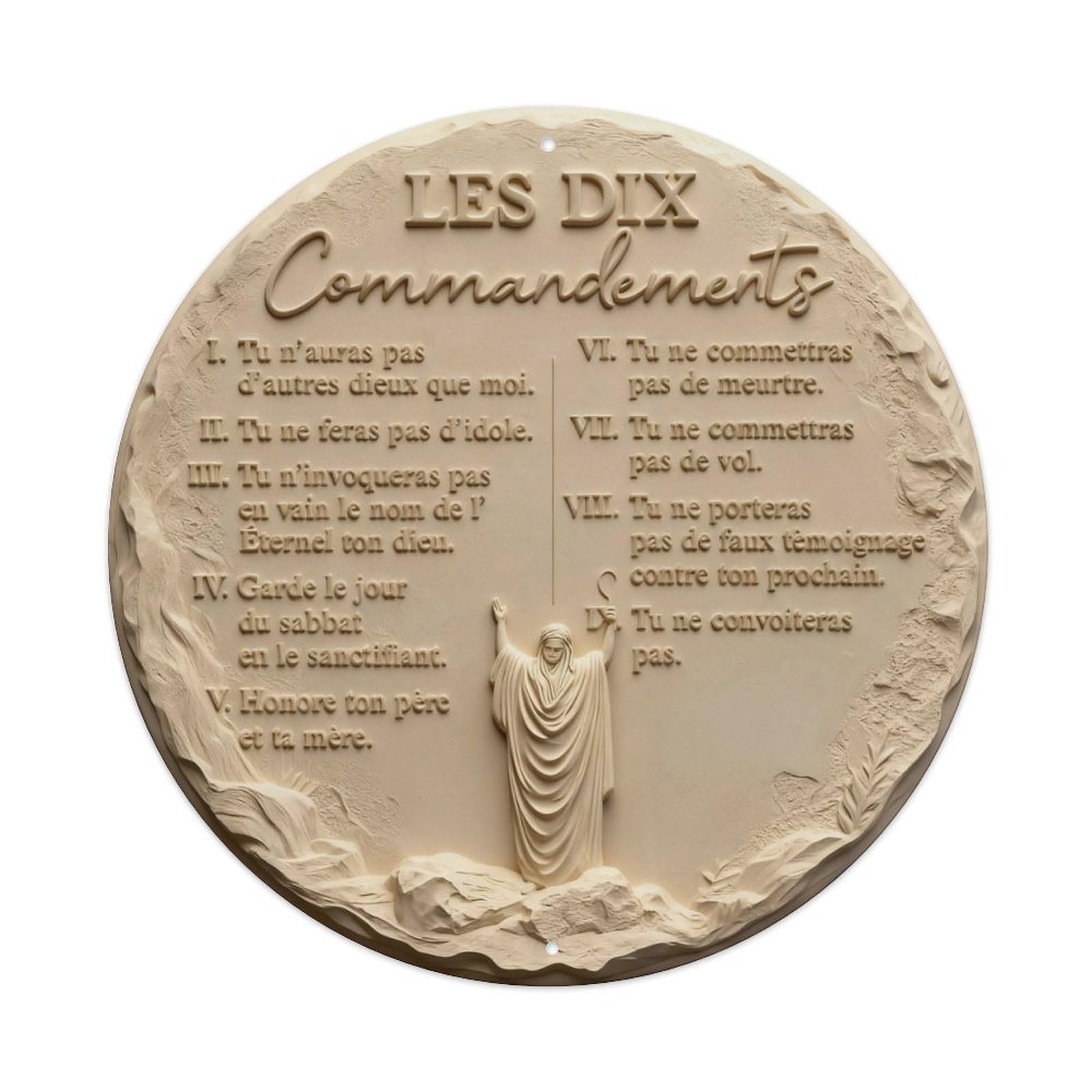 Zlatcbu Vintage French Ten Commandments Plaque Metal Tin Sign Retro Wall Art Poster, Decor For Home Living Room Bar Cafe Garage, 8X8 Inch