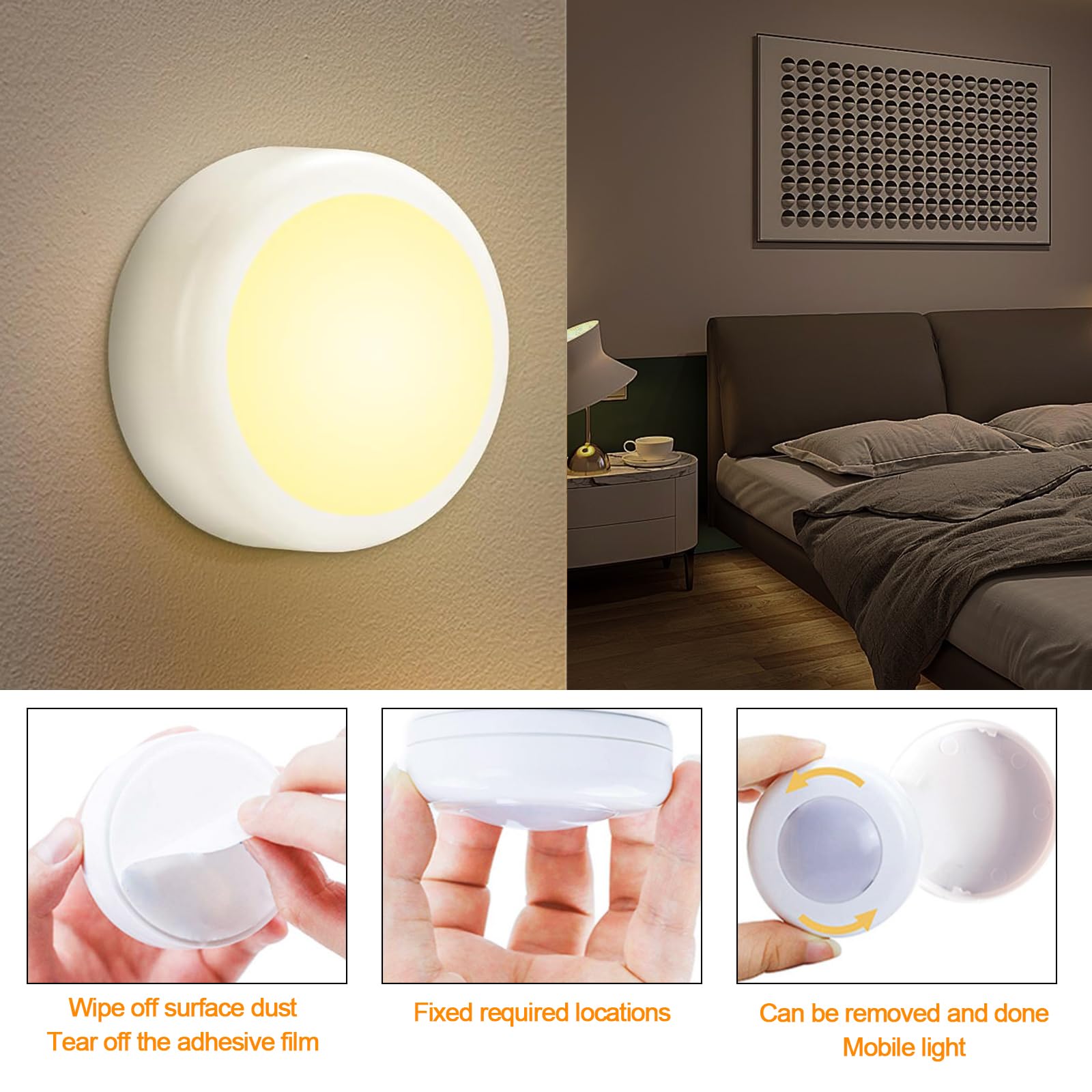 Spots LED Autocollants - Lot De 5, éclairage D'appoint Piles AAA Facile à Installer