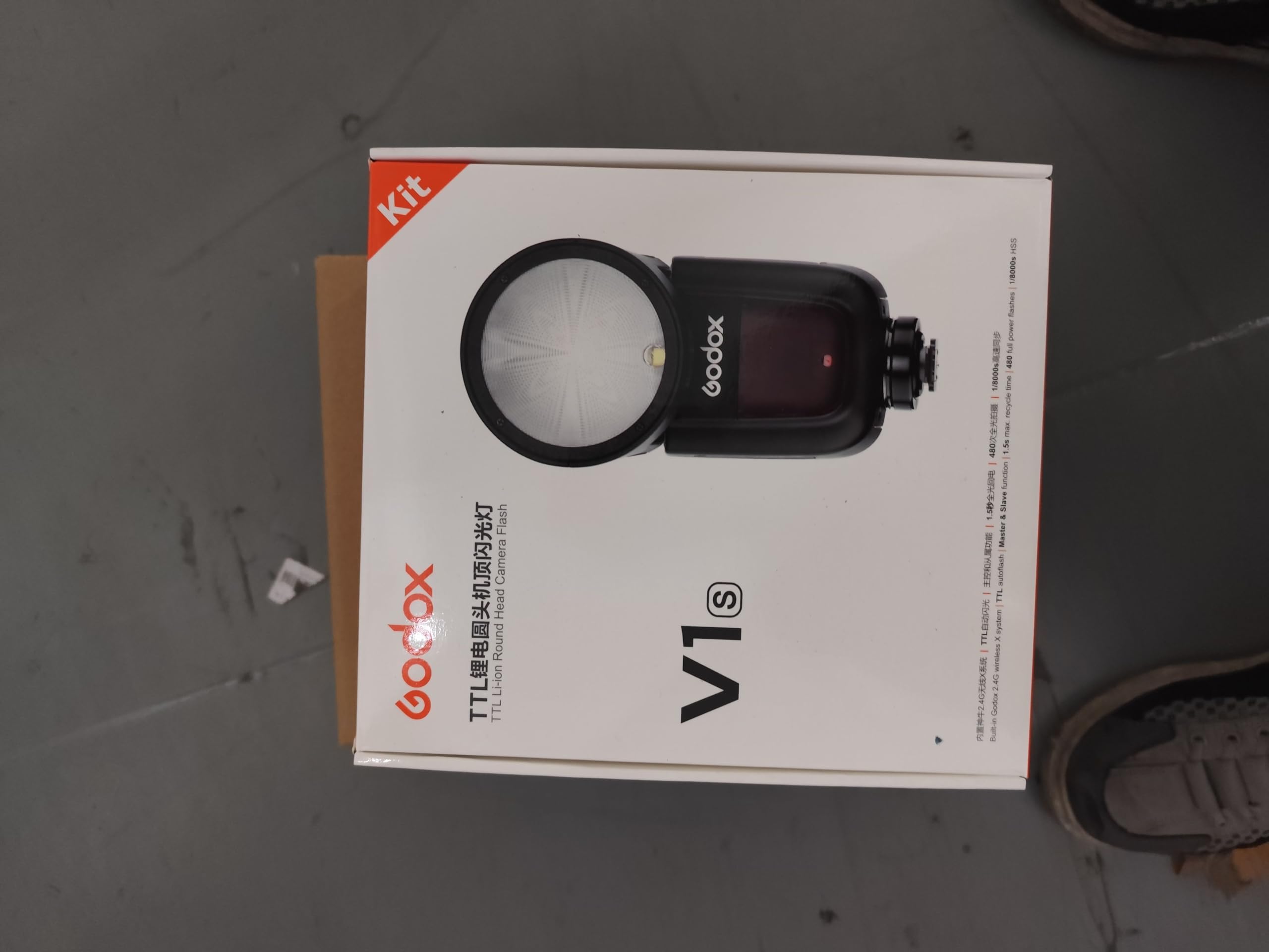 Godox Flash V1-S V1S, 76 W 2,4 G TTL ronde, 1,5 s recyclage, 1/8000 HSS, 480 prises pleine puissance, 3000 mAh batterie lithium interchangeable