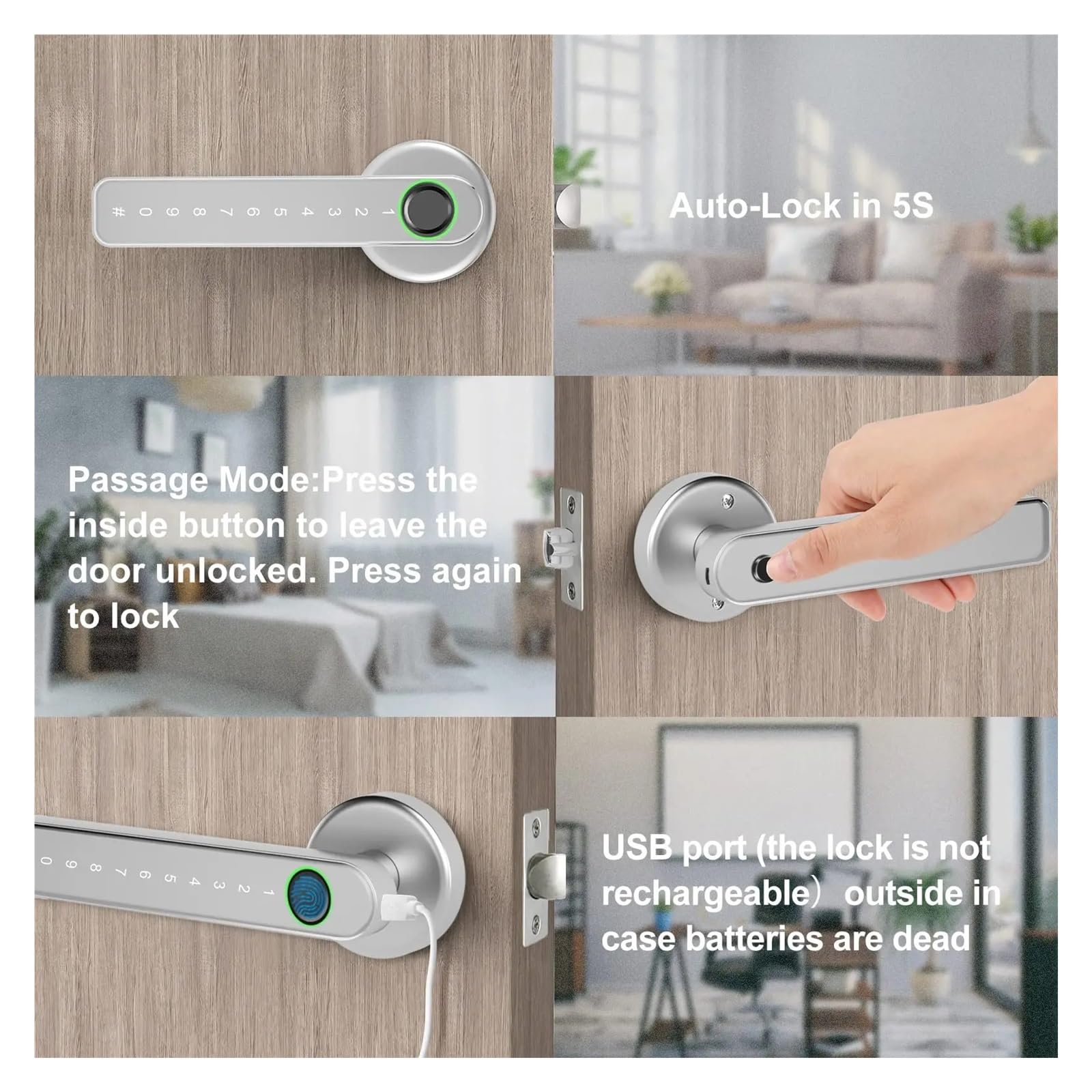 Serratura Smart Serratura Elettronica Digitale Serratura Intellinte Smart Home Impronta Digitale Biometrica For Tuya Password APP Senza Chiave Sblocca Sicurezza Porta Casa Ufficio Appartamento(White)