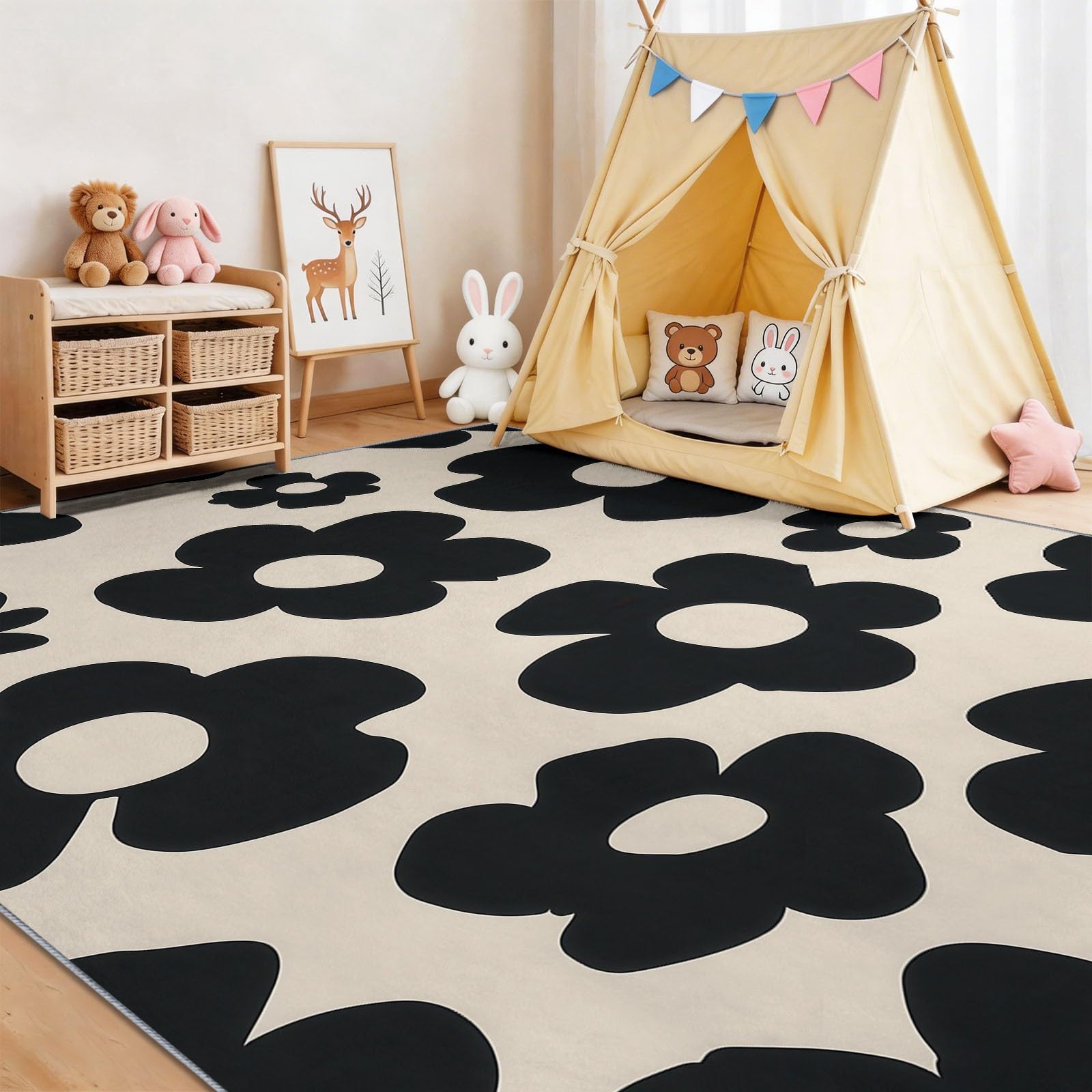 Generico Tappeto Lavabile in Lavatrice - 90 x 150 cm Tappeto Antiscivolo & Pelo Corto, Pratico e Facile da Pulire, Ideale per Soggiorno, Cucina e Aree ad Alto Traffico