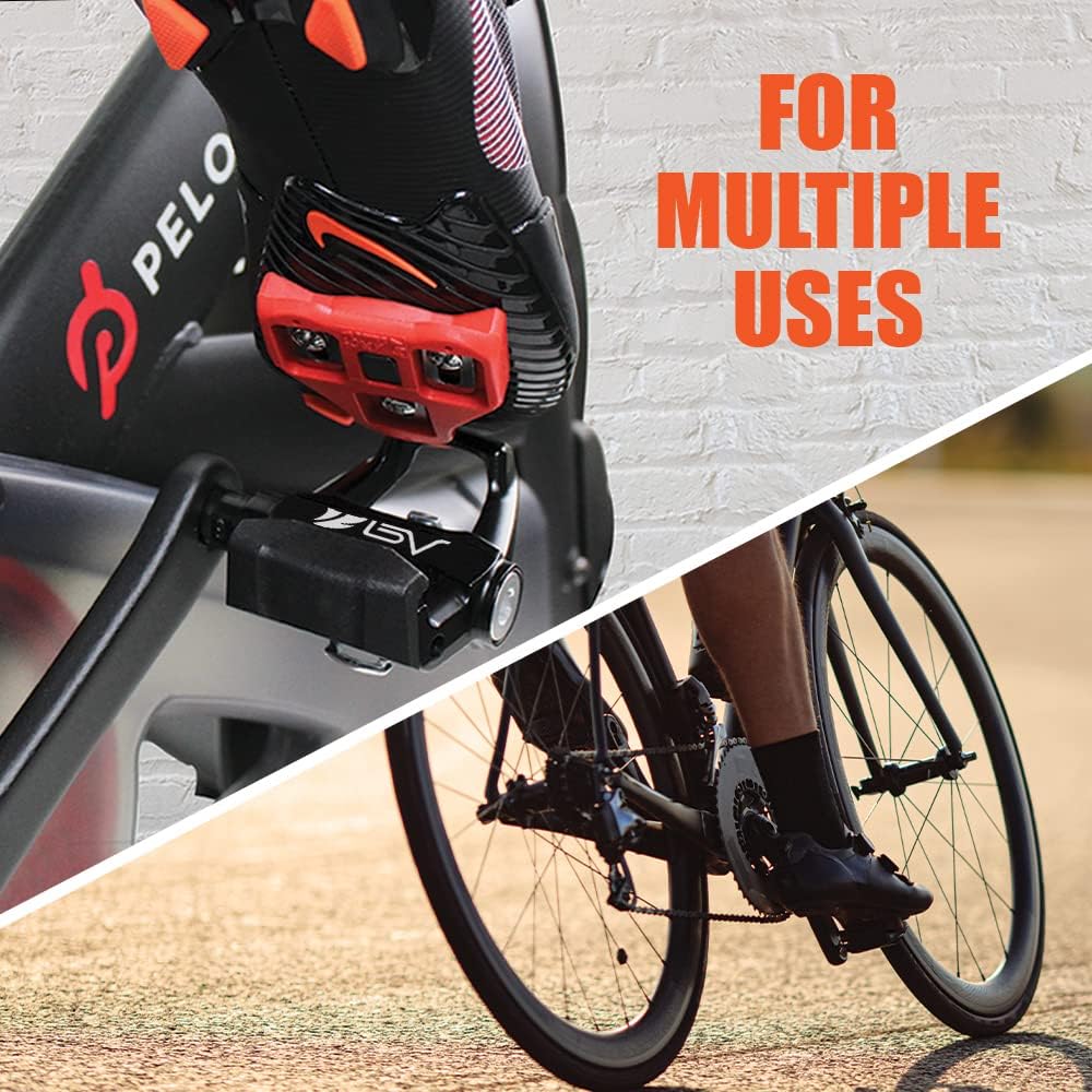 BV Bike Pedals Shimano SPD Compatible 9/16'' with Toe Clips - Peloton Pedals for Regular Shoes - Toe Cages for Peloton Bike (SPD Cleats Included) - Exercise Bike Pedals - Universal Fit Bicycle Pedal