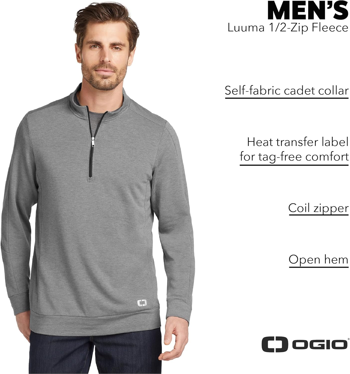OGIO Unisex Luuma Half Zip Fleece | Athletic Long Sleeve Top for Men & Women, Zippered Sweater for Casual Wear & Workouts - Image 4