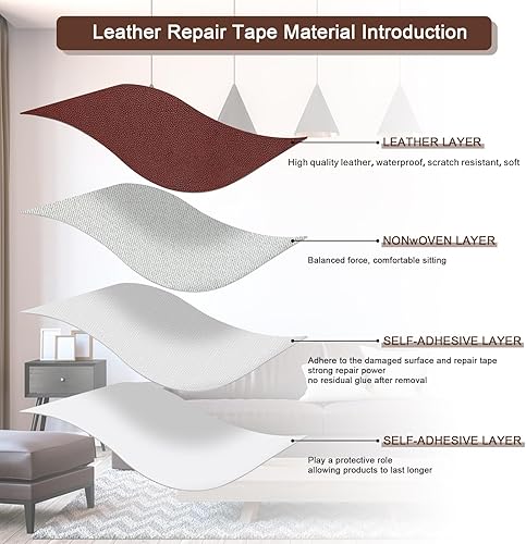 Miniatura 12 de Cinta de parche de reparación de cuero para sofá, sofá autoadhesivo grande, asiento de automóvil, silla de oficina, muebles de cuero, kit de parches