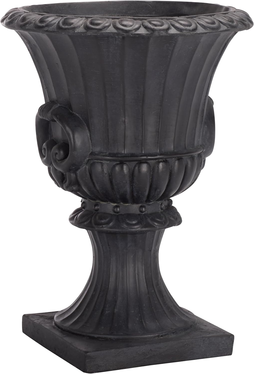 SAFAVIEH Outdoor - Arden Pedestal Planter Pot - Black Magnesium Oxide Weather-Resistant Garden Urn with Drainage Hole for Patio, Porch & Entryway, 11" W x 11" D x 15.4" H (PAT5044E)