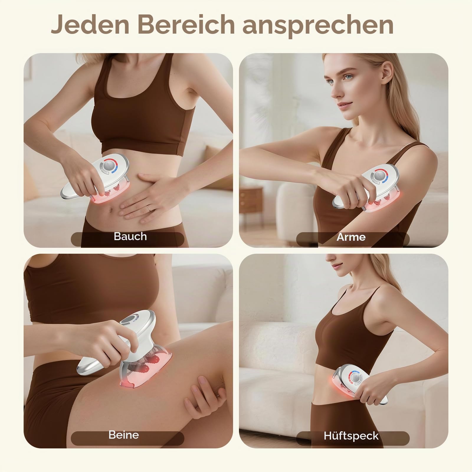 PELCAS Elektrisches Anti-Cellulite Massagegerät mit EMS & Vakuum | Schröpfmassagegerät mit Massage-Rollen, Cupping Massager & Lymphdrainage für Bauch Beine Oberschenkel Gesäß Arme Hüftpolster