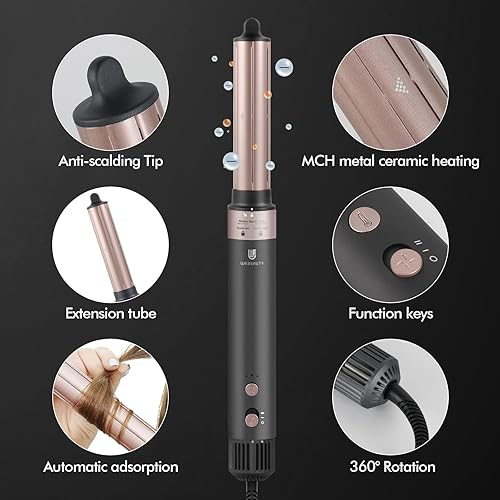 Miniatura 6 de Webeauty Estilizador de aire caliente, cepillo secador de pelo, rizadores de pelo automático, cepillo de aire caliente, rizadores de flujo de aire