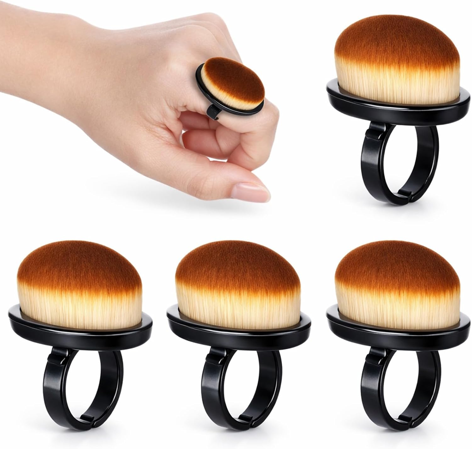 4 Pcs Ring Fingernail Brush, Small Soft Nail Dust Brush, Portable Nails Duster Tools for Toe and Fingernail Men and Women